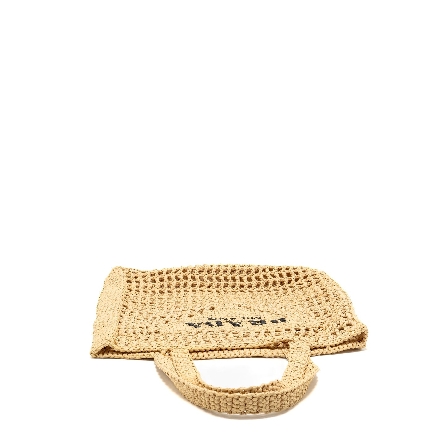 Prada Crochet Tote Purse Raffia Natural