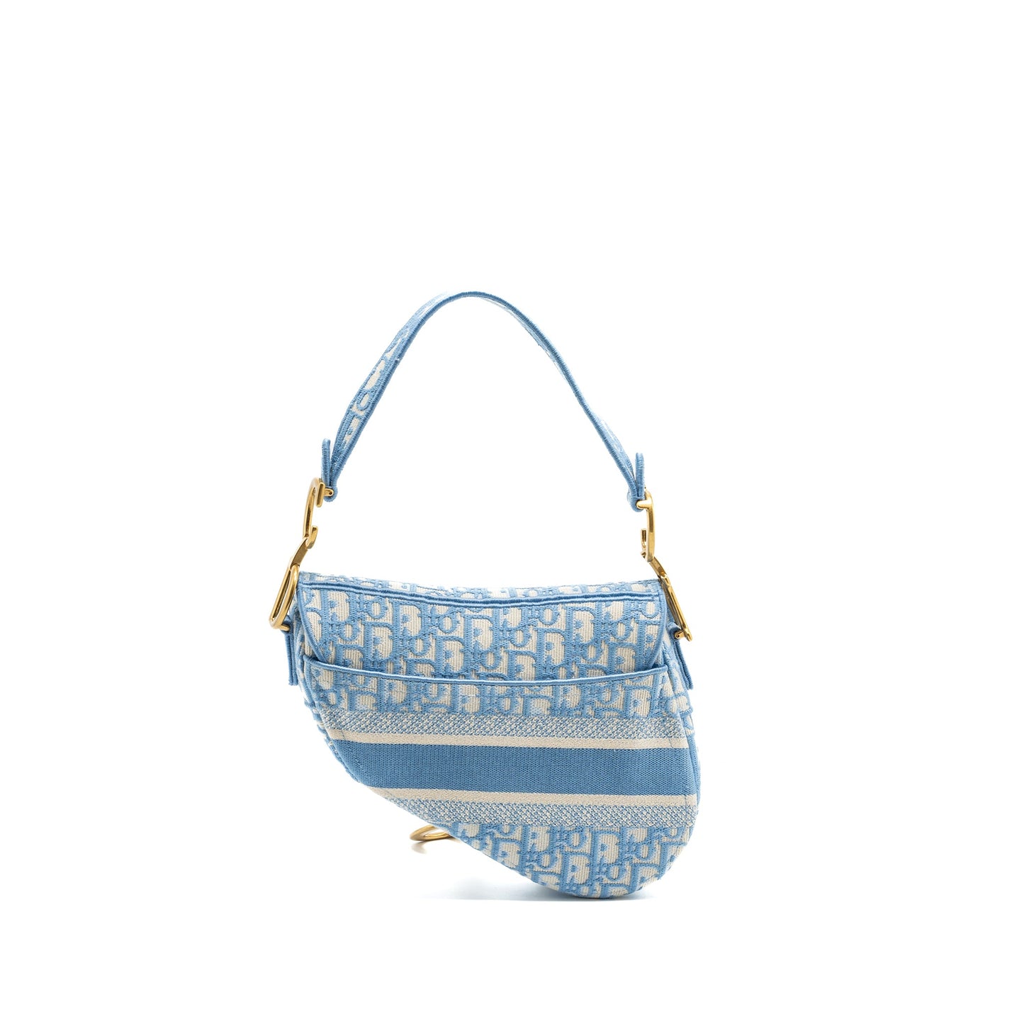 medium Saddle Purse Oblique Embroidery Light Blue