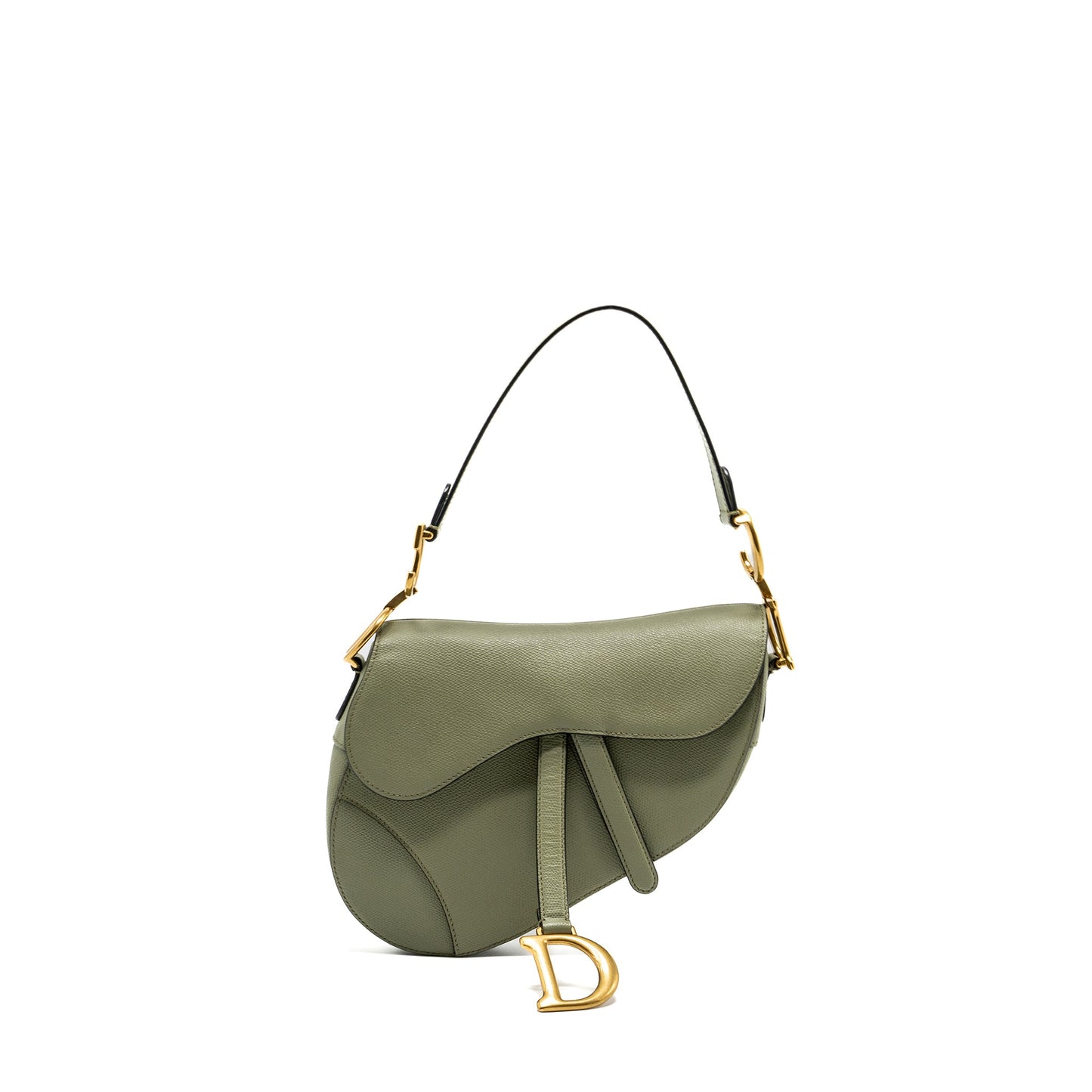 Dior Medium Saddle Purse Grained Calfskin Green
