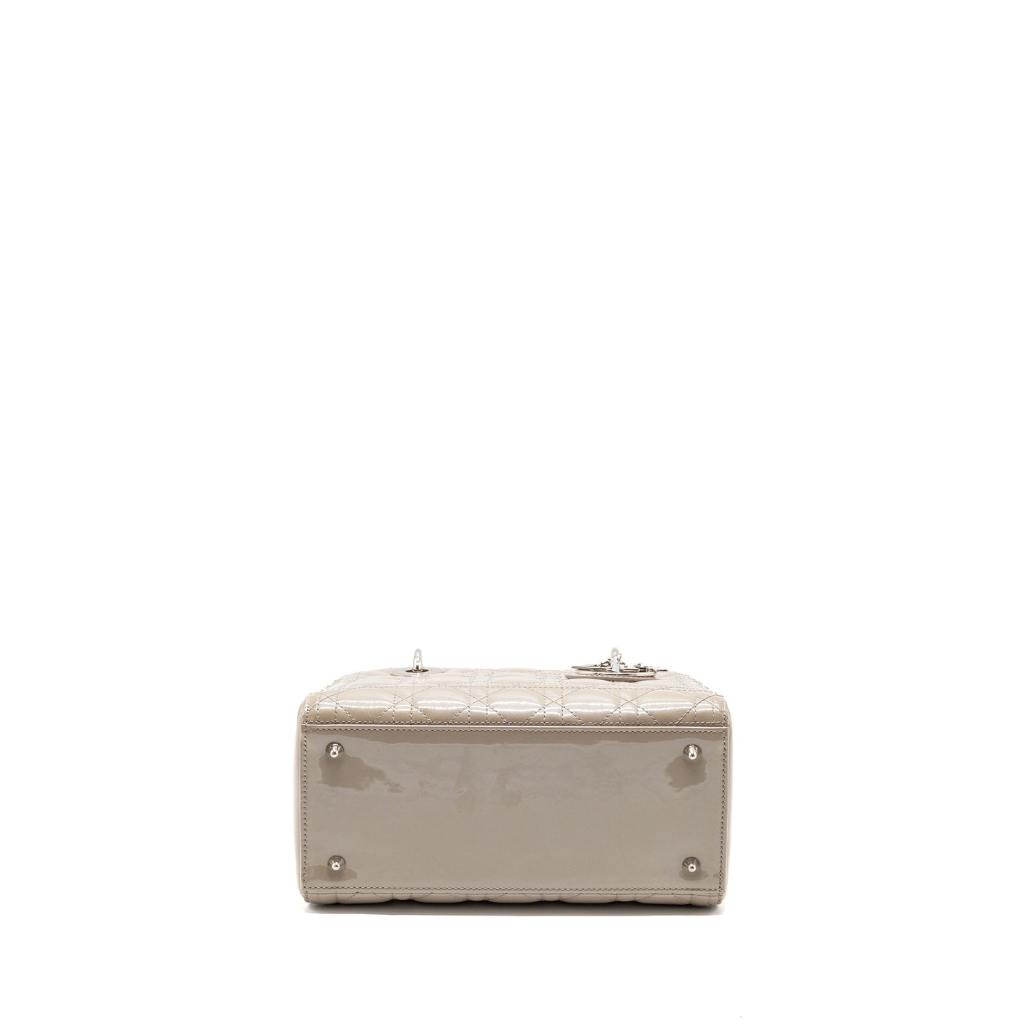 Dior medium lady dior patent light grey