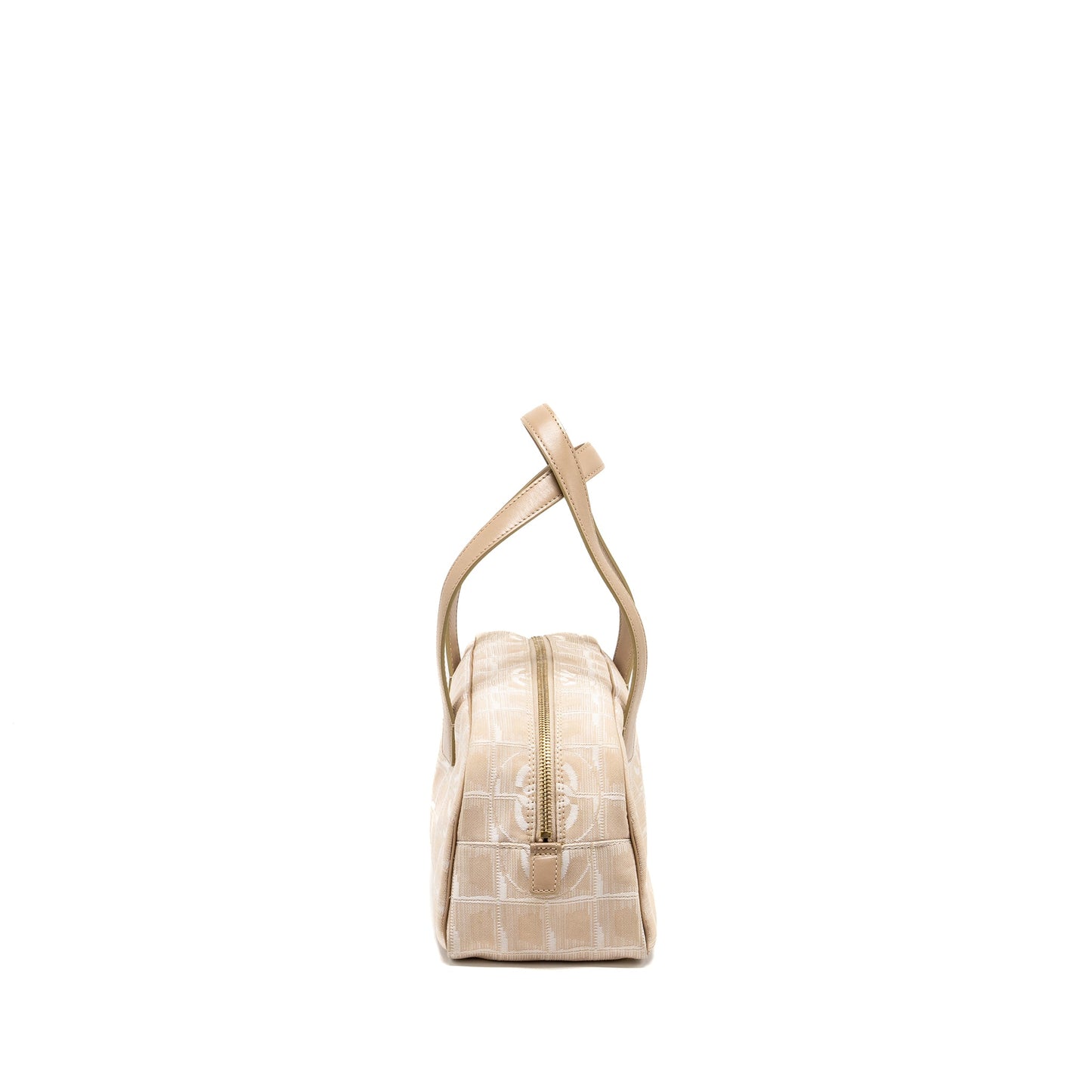 Chanel Vintage Travel Line Bowler Bag Canvas/Leather Beige GHW