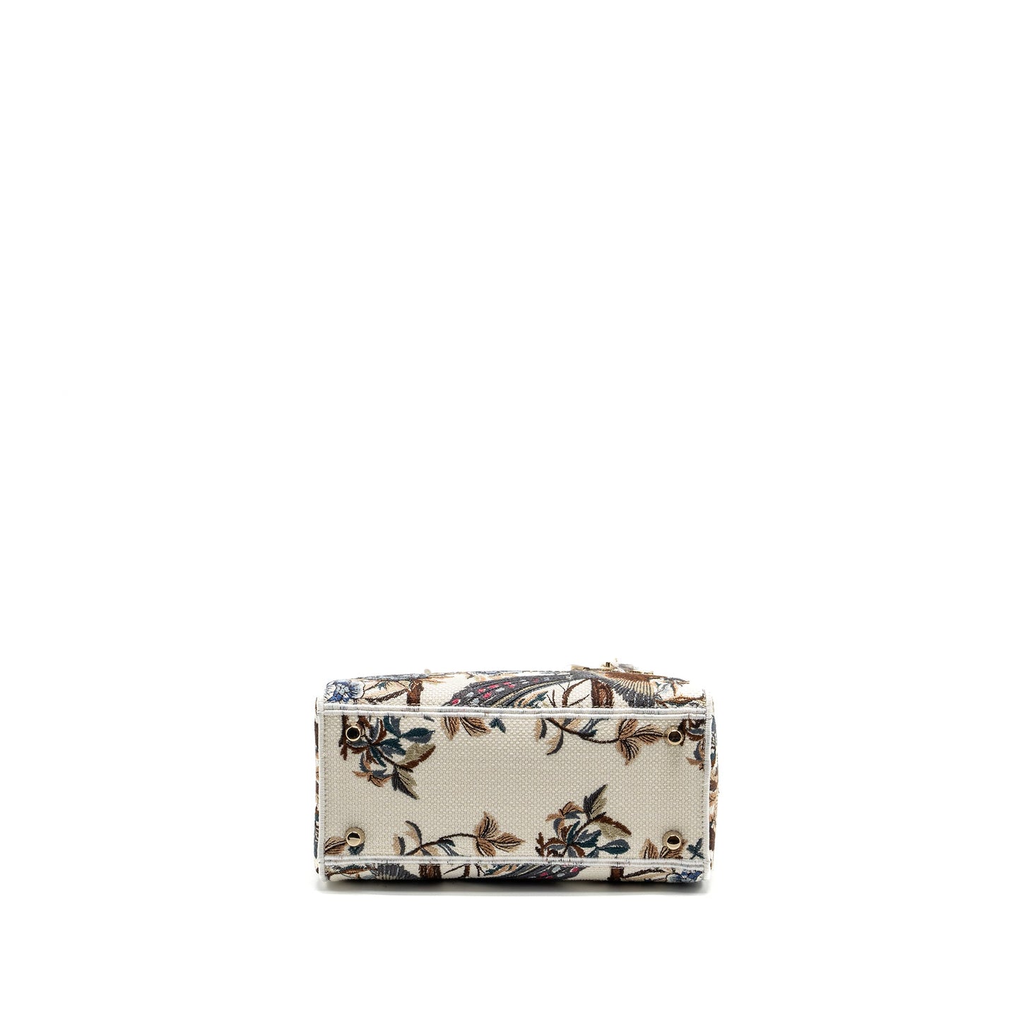 Medium Lady D-Lite Purse Embroidery White/Multicolor