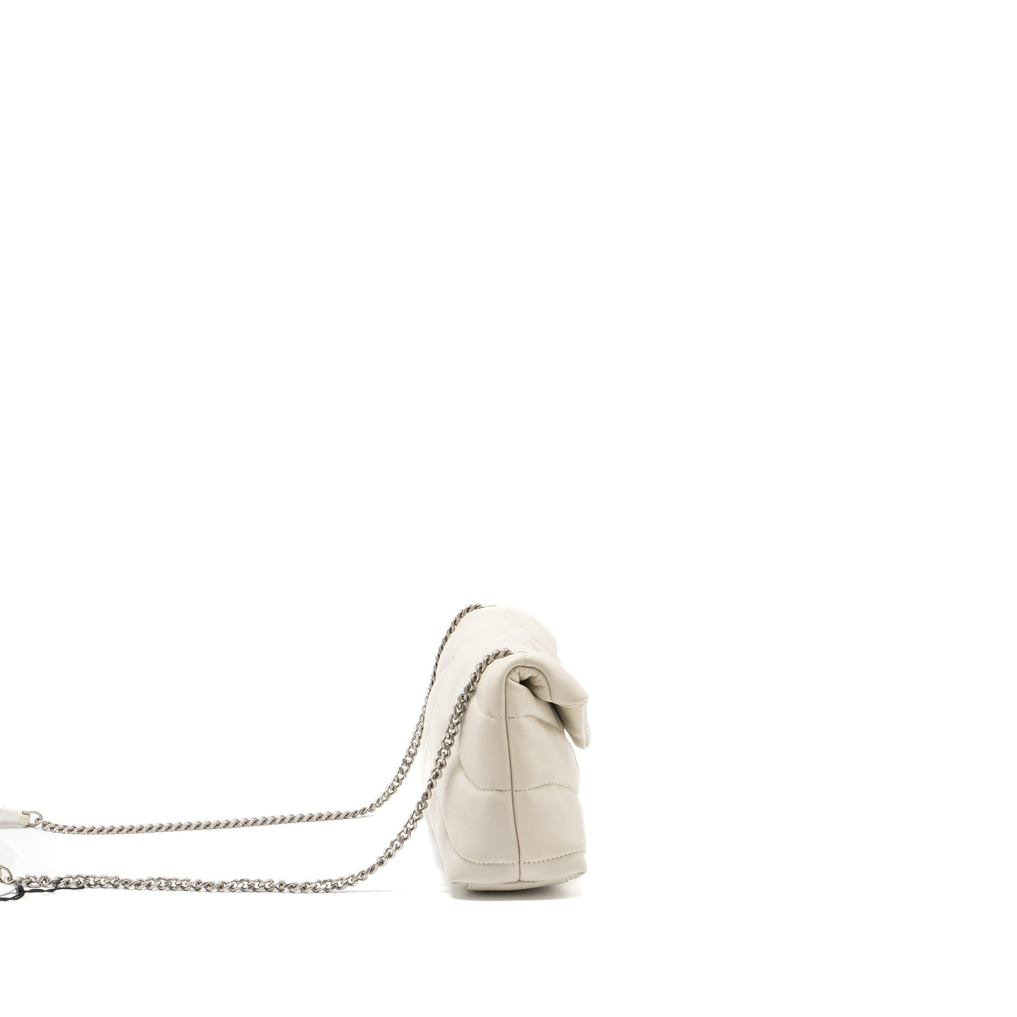 Saint Laurent Small Loulou Puffer Mini Purse Lambskin Blanc Vintage Ruthenium Hardware