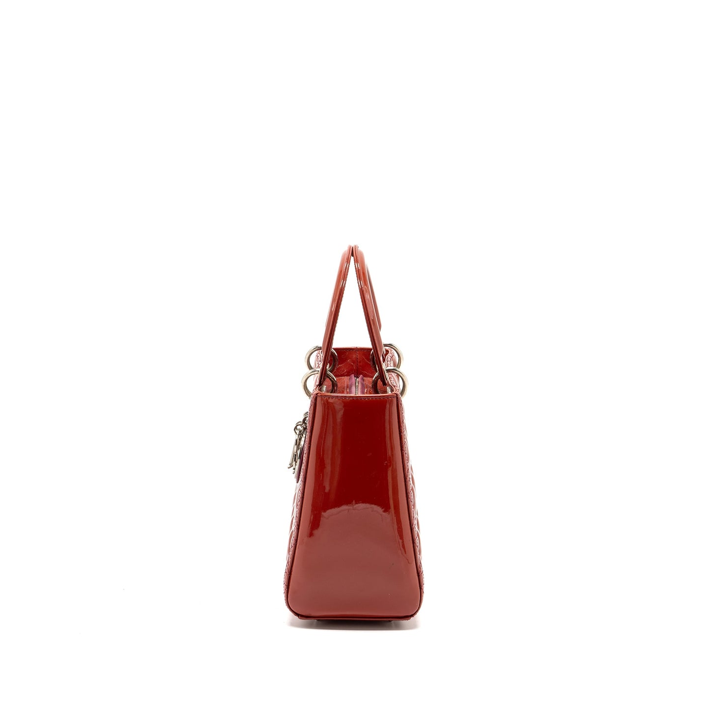 dior medium lady dior patent dark pink
