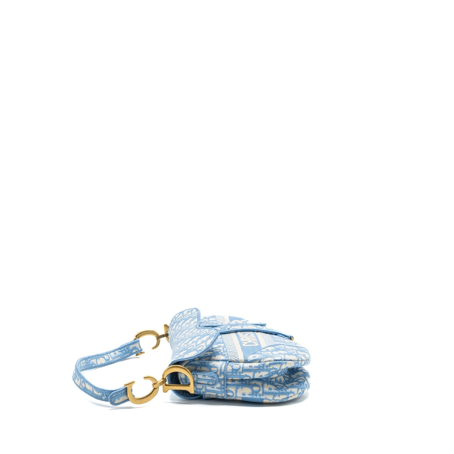 medium Saddle Purse Oblique Embroidery Light Blue