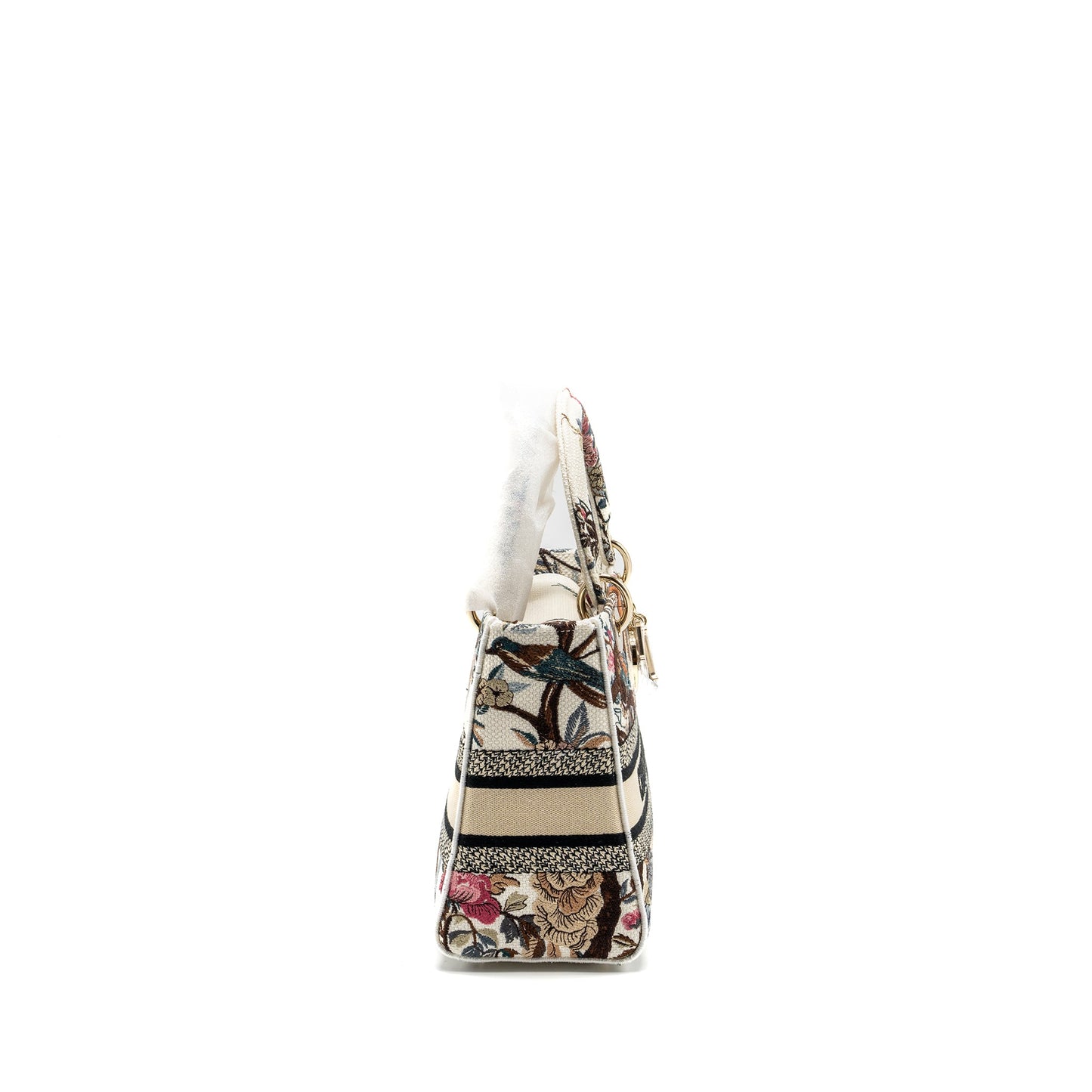 Medium Lady D-Lite Purse Embroidery White/Multicolor