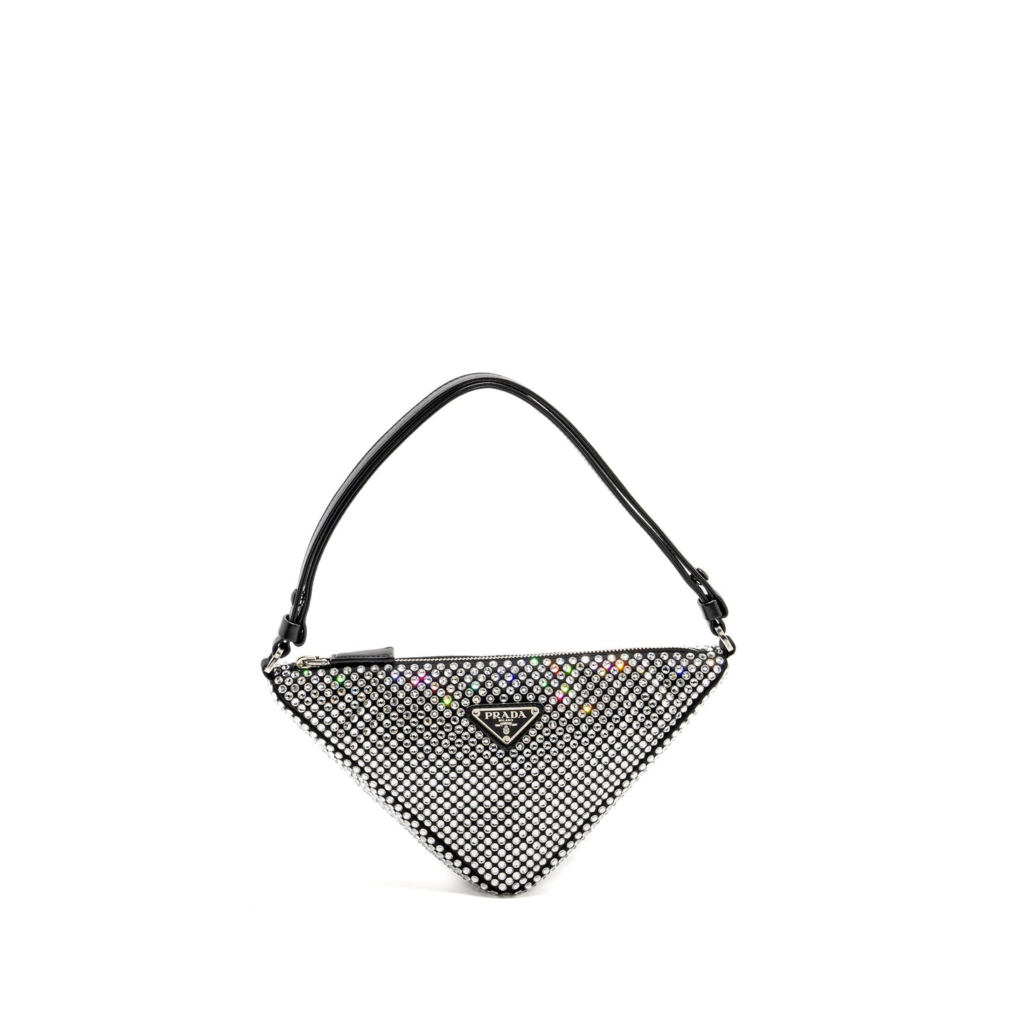 Prada Triangle pouch crystal embellished black