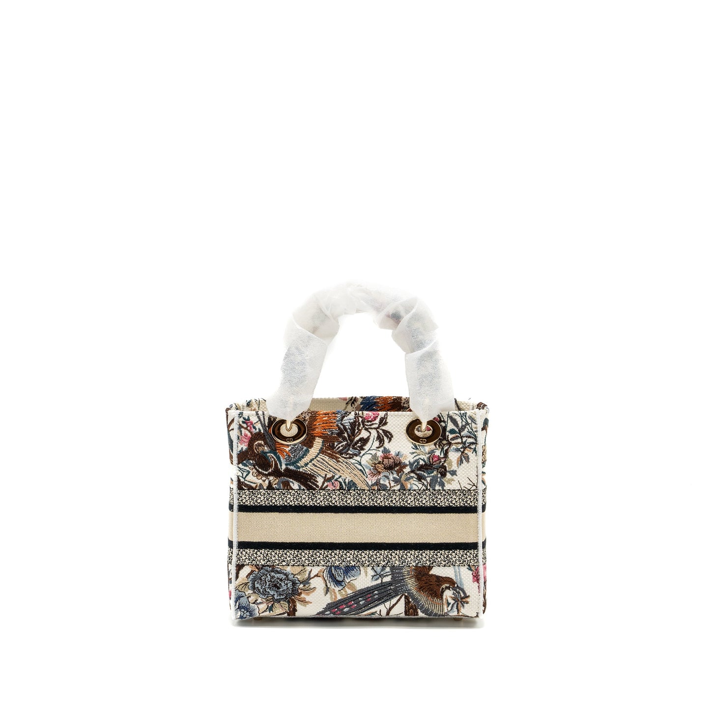 Medium Lady D-Lite Purse Embroidery White/Multicolor