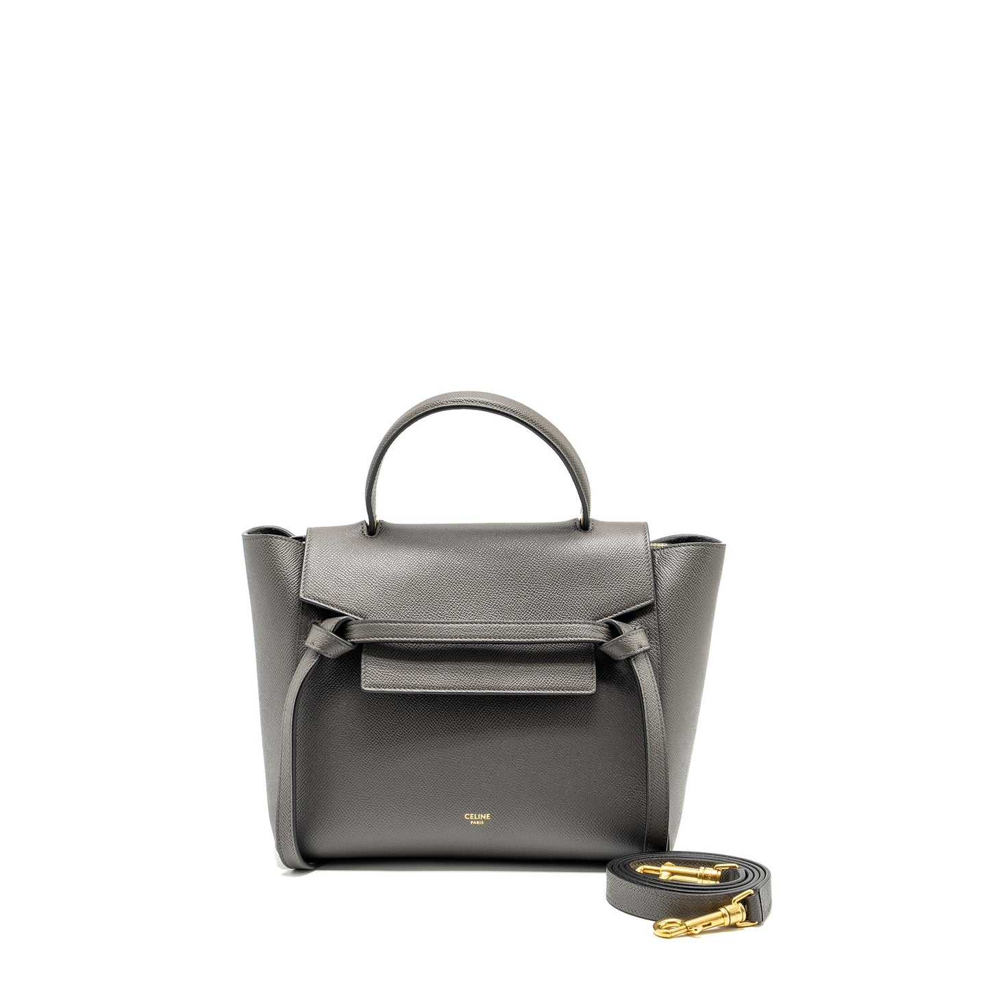 Celine Mini Belt Purse Grained Calfskin Grey