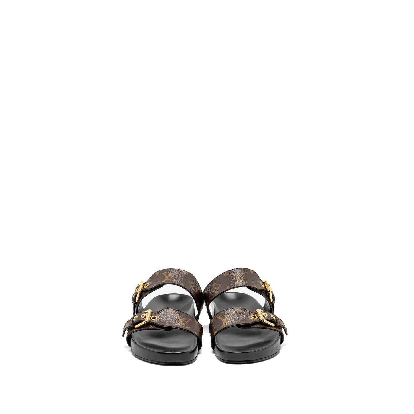 Louis Vuitton Size 38 Bom Dia Flat Comfort Mule Patent Monogram Canvas Cacao Brown