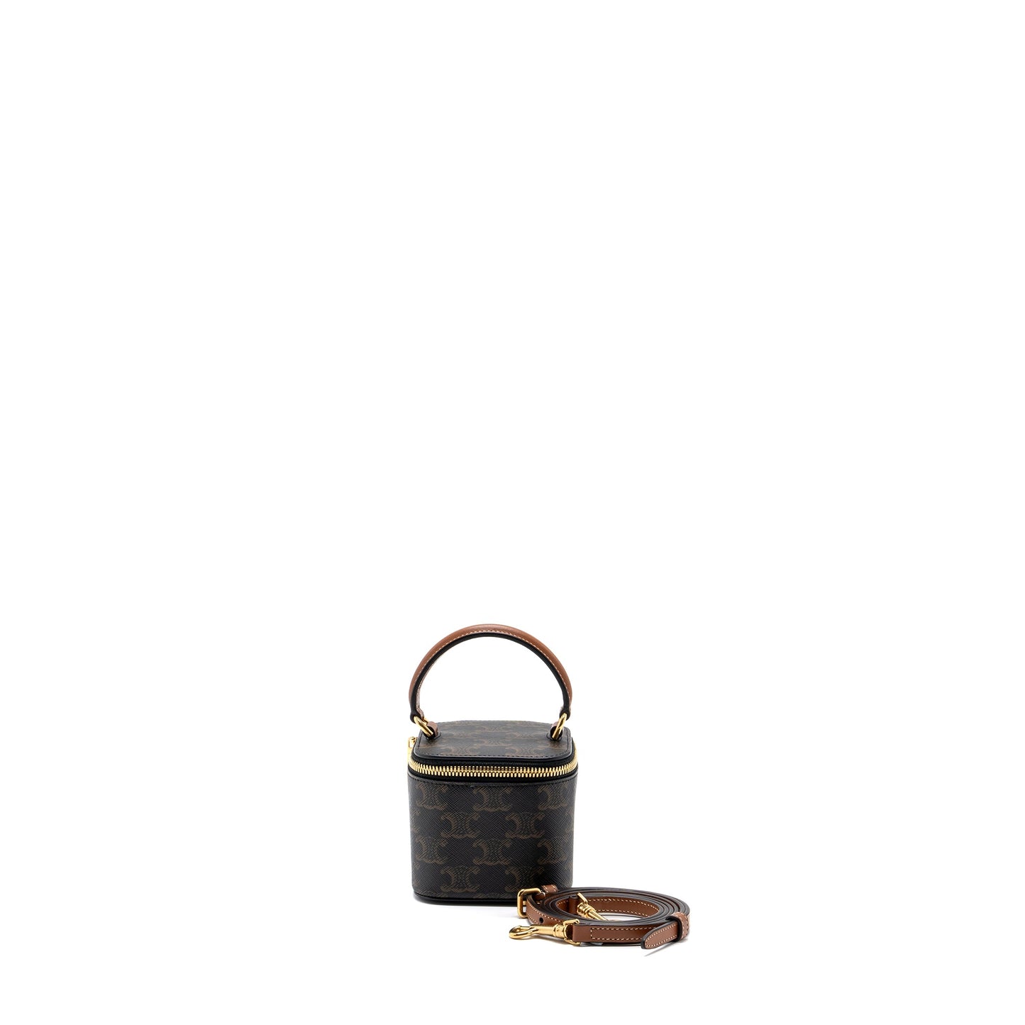 Celine Mini Vanity Case Triomphe Canvas/Calfskin Tan