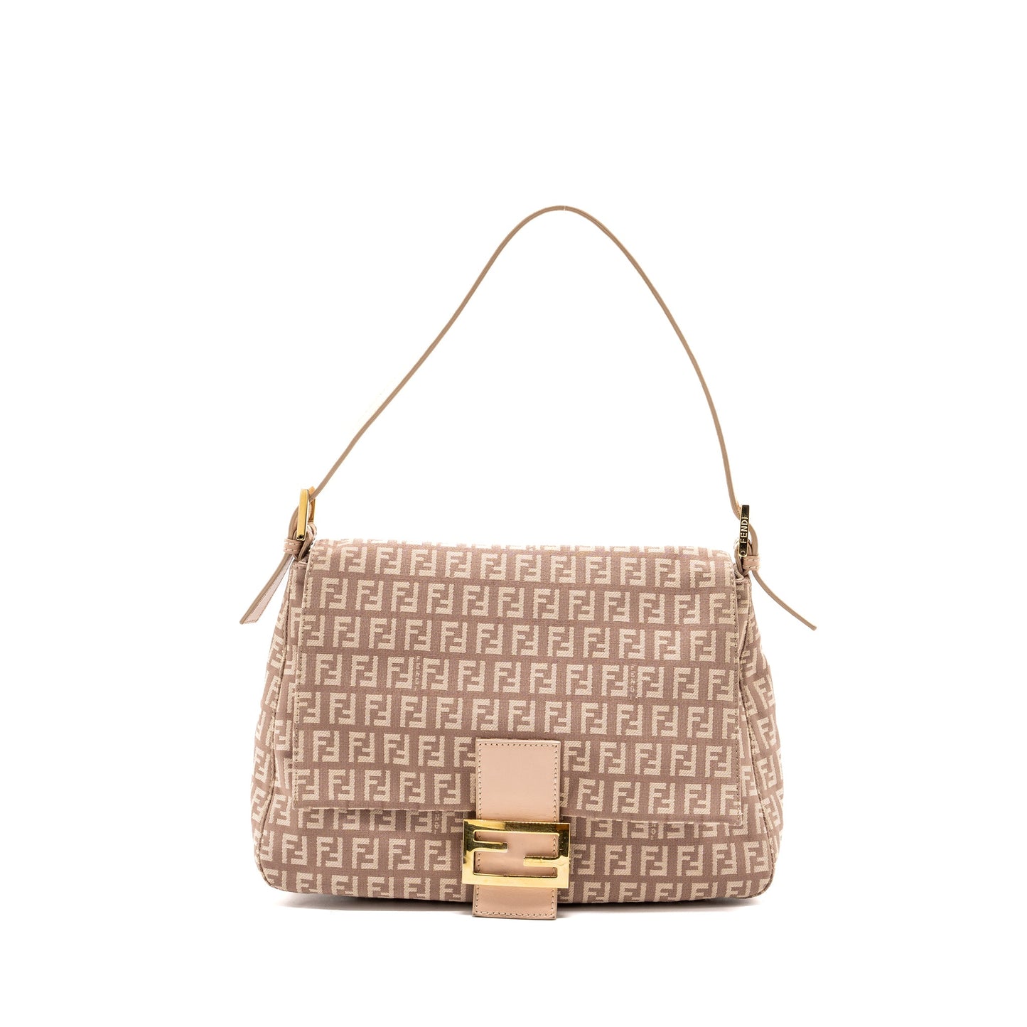 Fendi Zucchino Mama Flap Purse Jacquard Canvas Light Pink