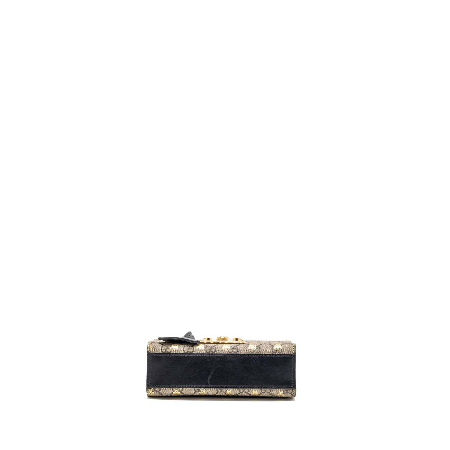 Gucci small padlock chain Purse supreme canvas with Bee print beige / black