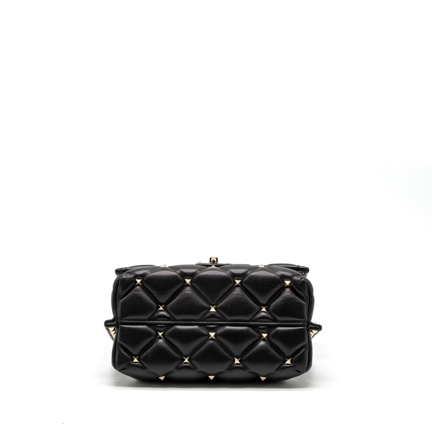 Valentino Top Handle Quilted Candystud Flap Purse Lambskin Black