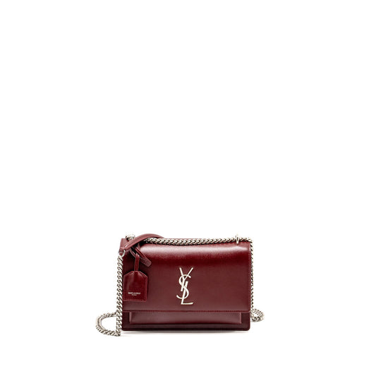 Saint Laurent/ Sunset Purse Calfskin Burgundy