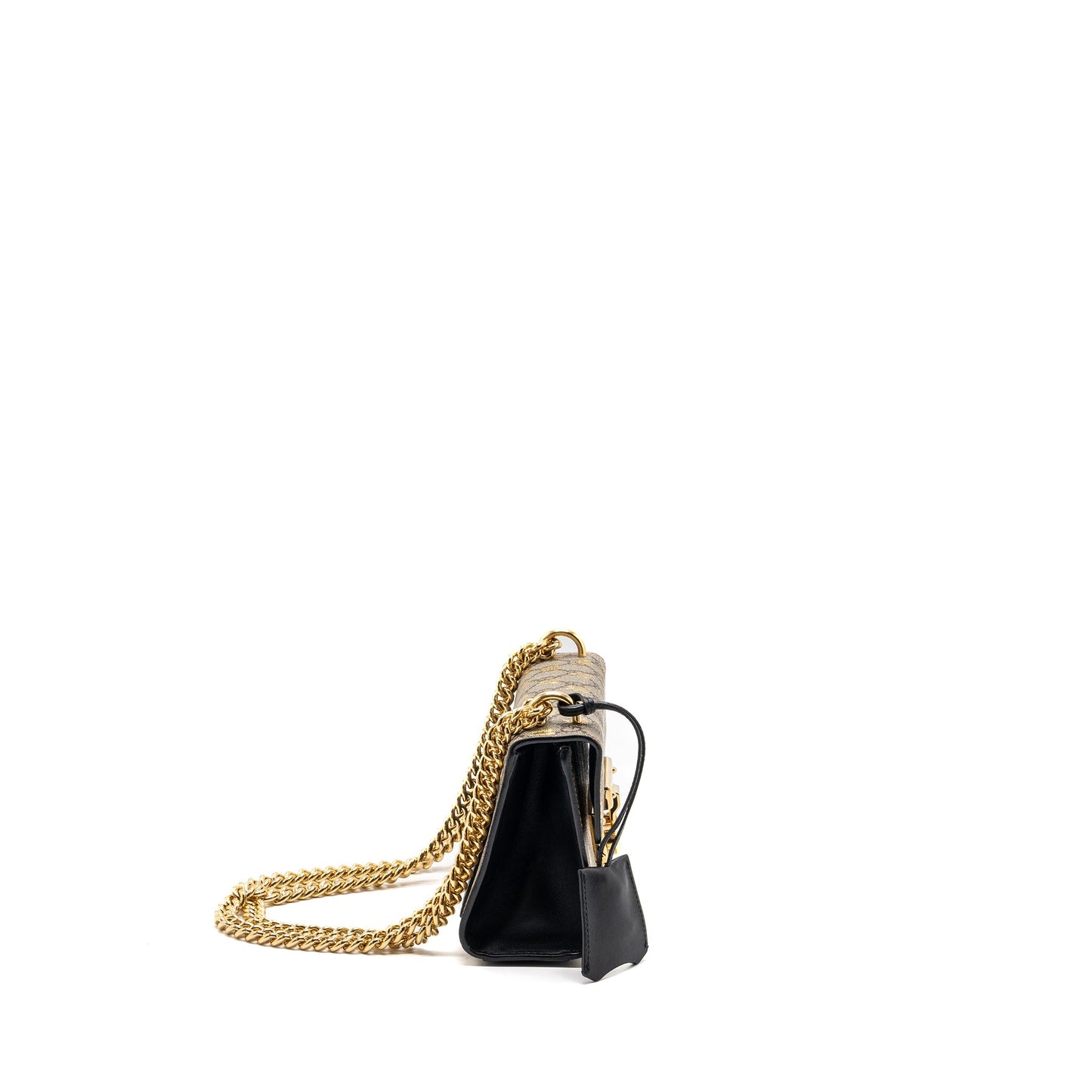 Gucci small padlock chain Purse supreme canvas with Bee print beige / black