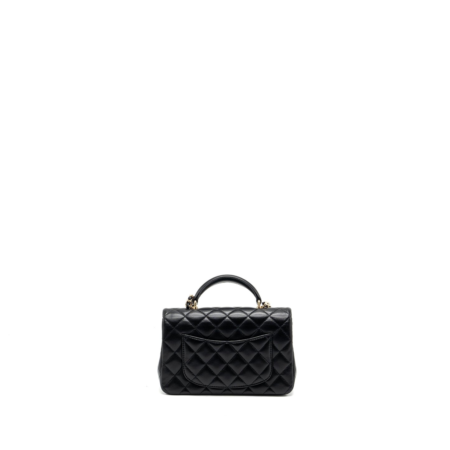 Chanel Top Handle Mini Rectangular Lambskin Black LGHW(Microchip)