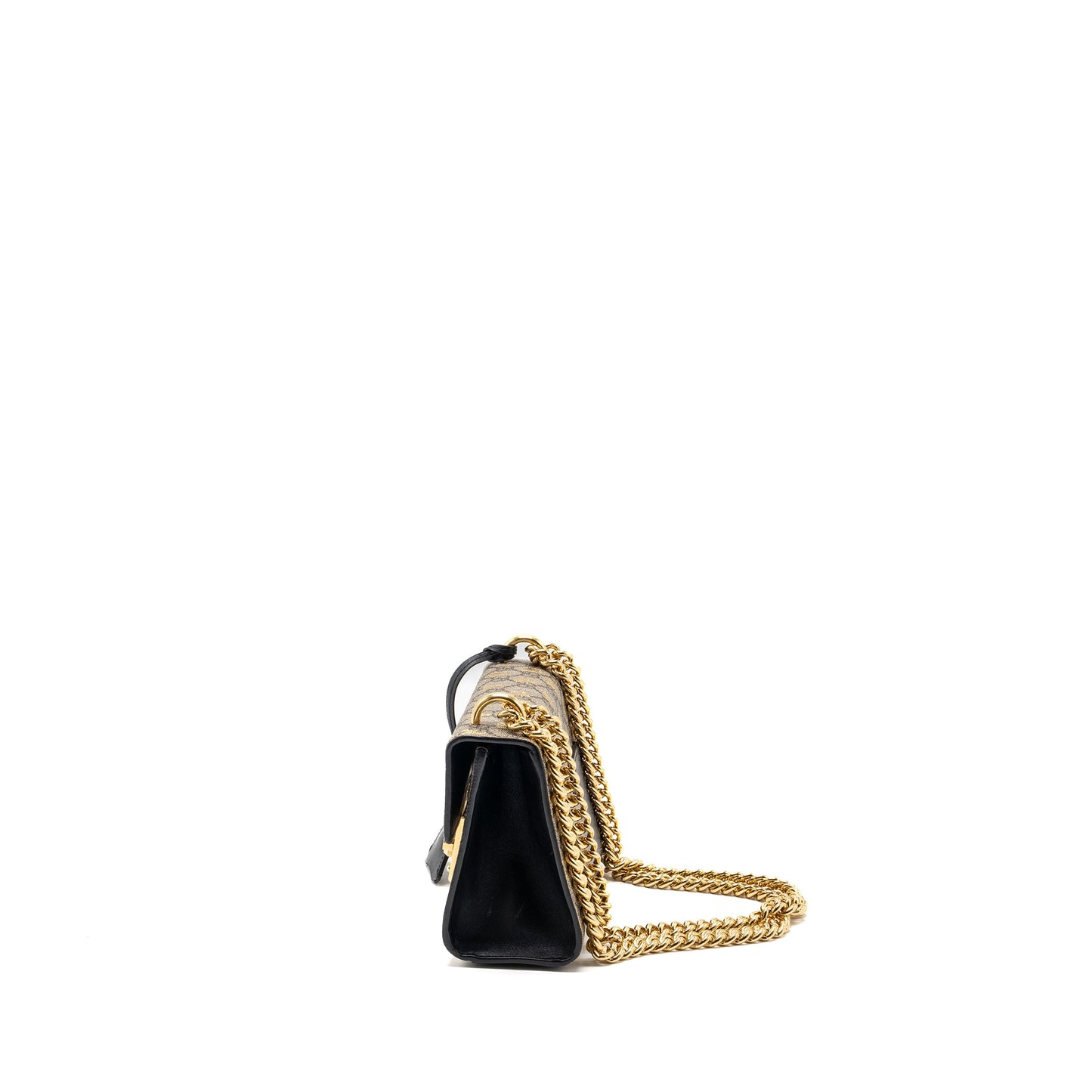 Gucci small padlock chain Purse supreme canvas with Bee print beige / black