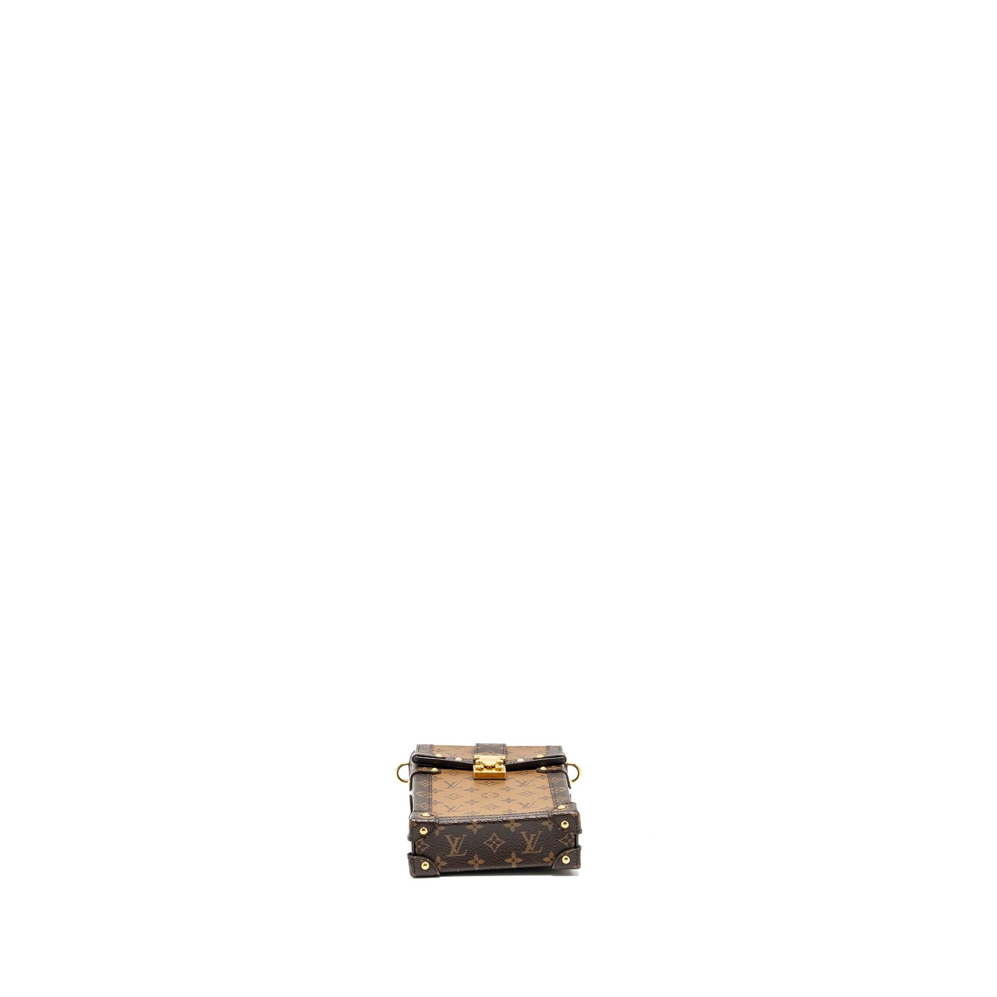 Louis Vuitton vertical trunk pochette with chain monogram reverse canvas