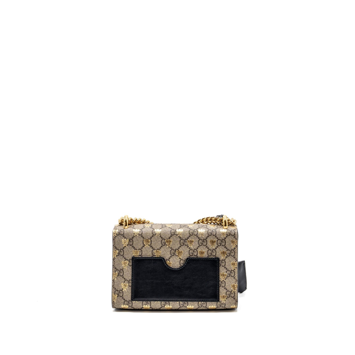 Gucci small padlock chain Purse supreme canvas with Bee print beige / black
