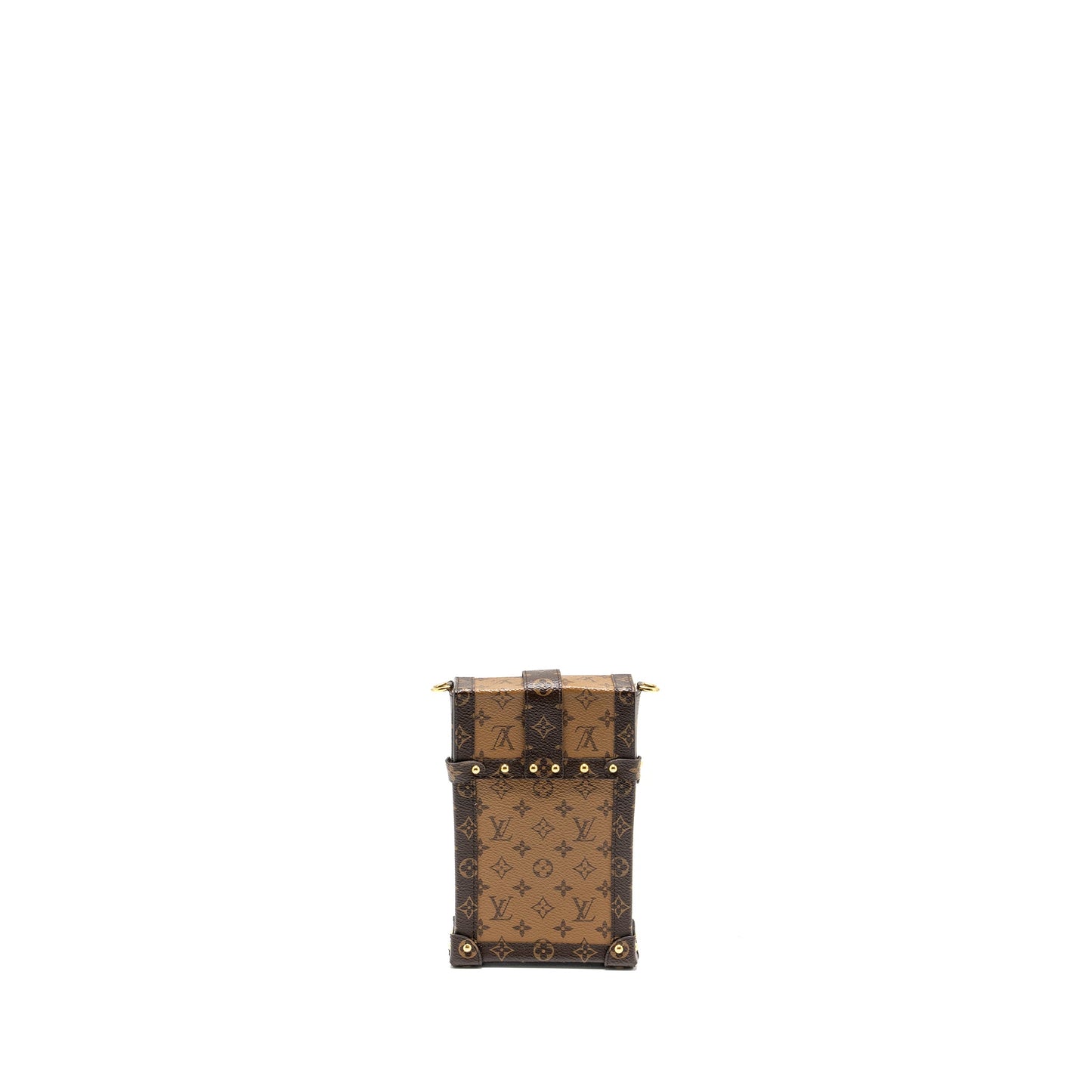 Louis Vuitton vertical trunk pochette with chain monogram reverse canvas