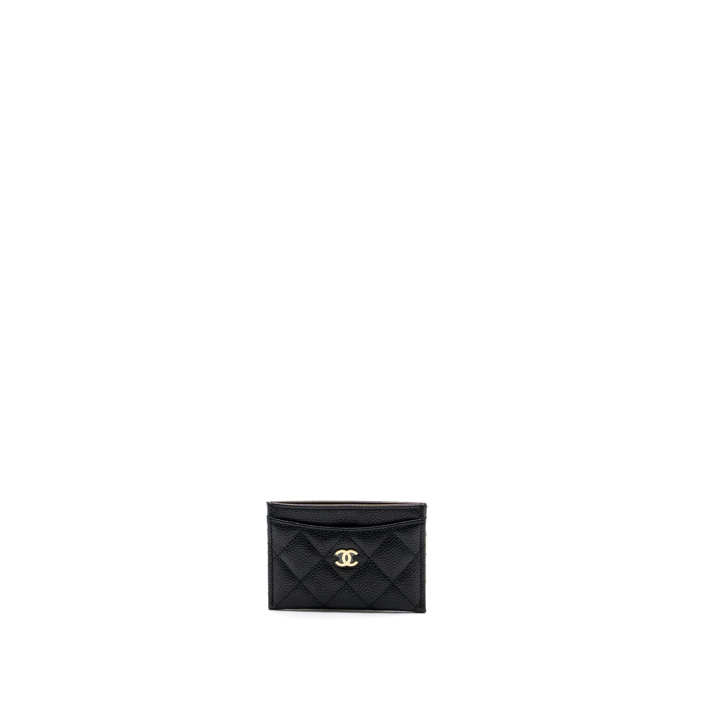 Chanel classic card holder caviar black GHW (microchip )