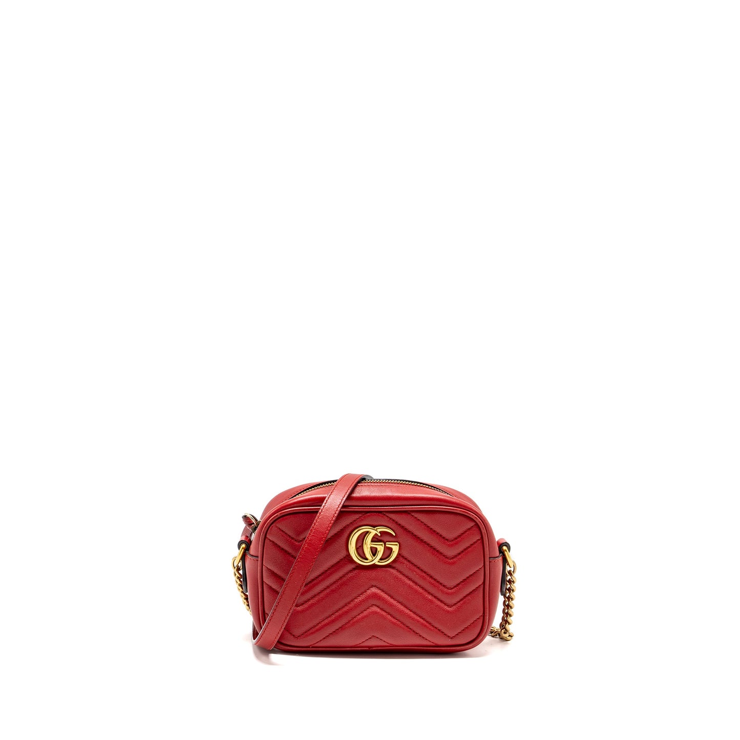 Gucci Marmont Matelasse Camera Purse Red Leather Red