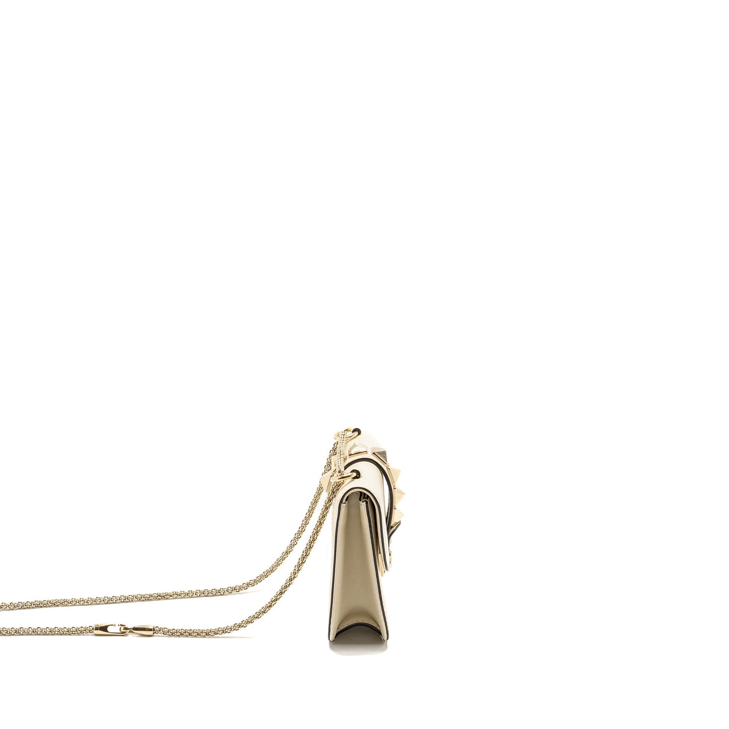Valentino Garavani Rockstud Glam Lock Chain Purse Leather WHITE