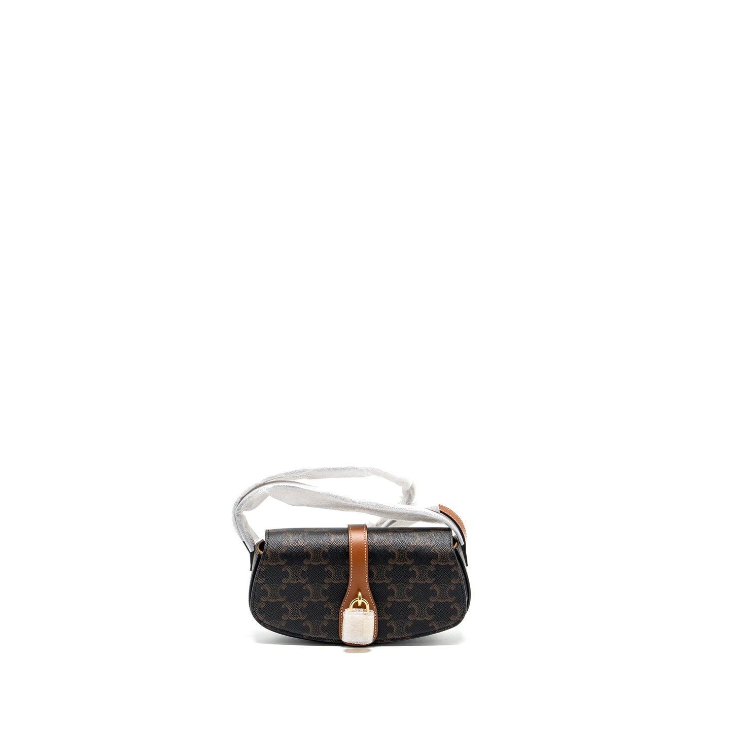Celine Clutch on Strap Tabou in Triomphe canvas / calfskin tan
