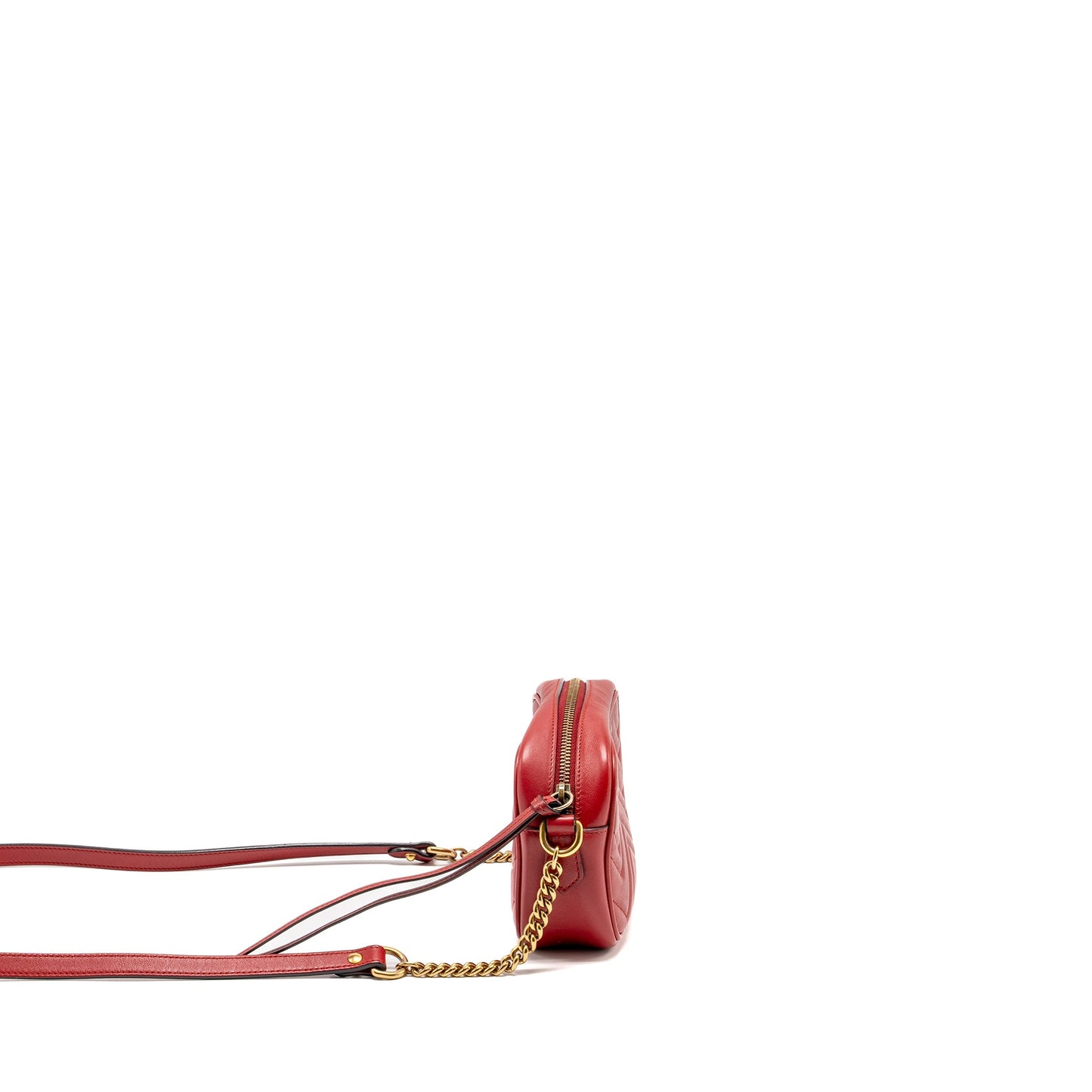 Gucci Marmont Matelasse Camera Purse Red Leather Red