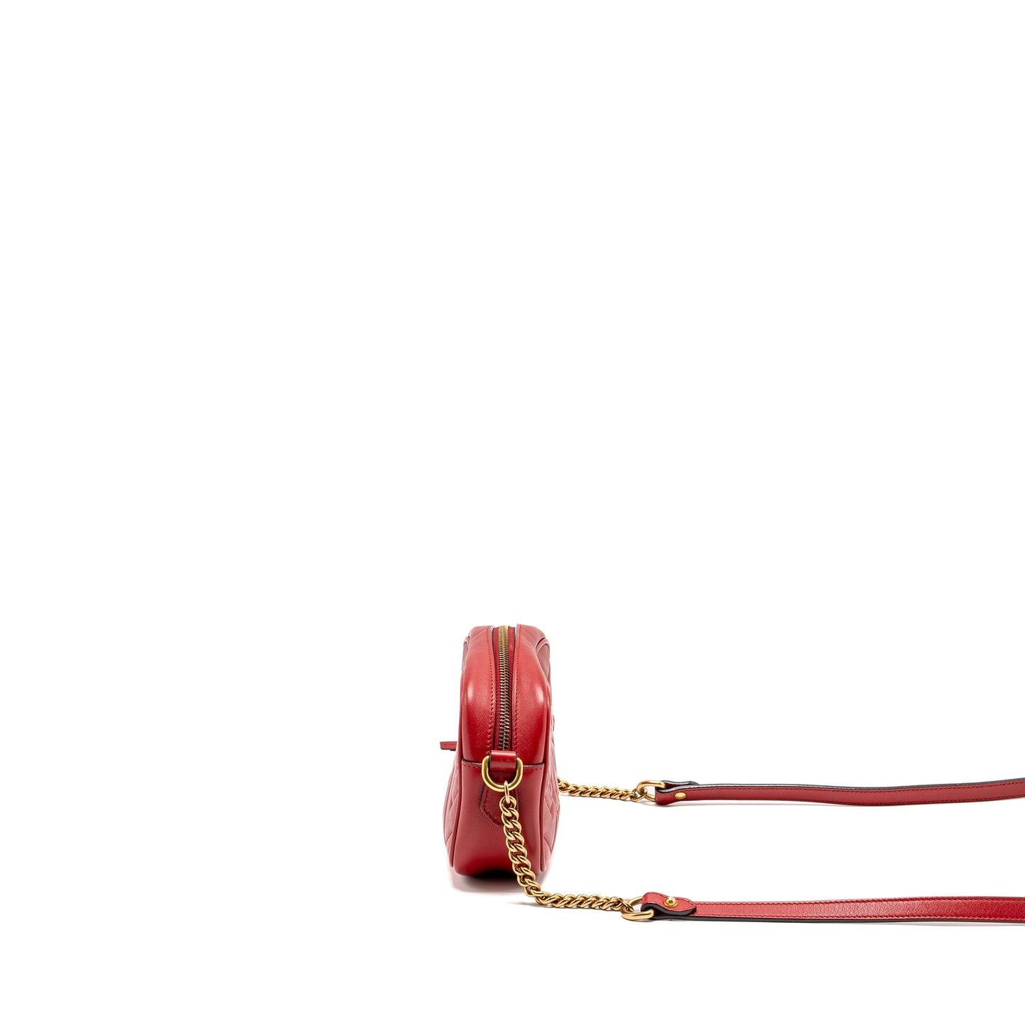 Gucci Marmont Matelasse Camera Purse Red Leather Red
