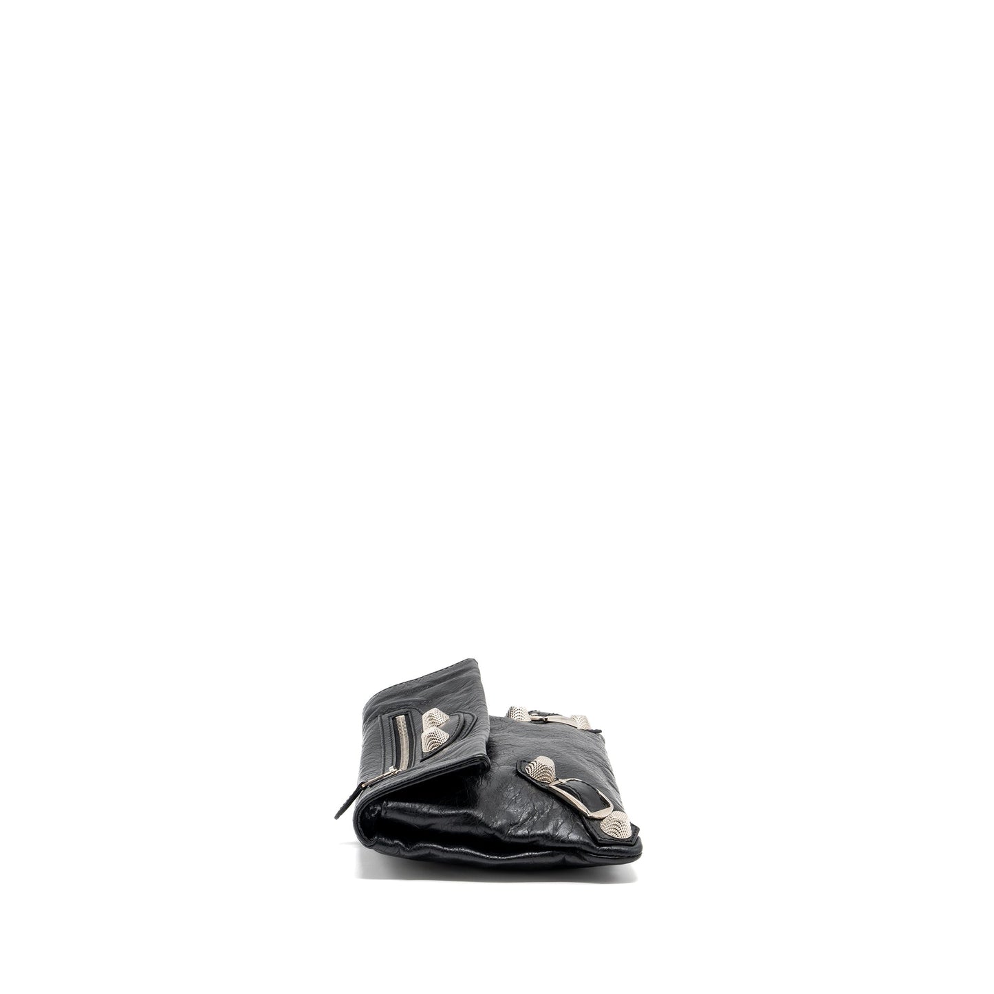Baleciaga city fold clutch leather black