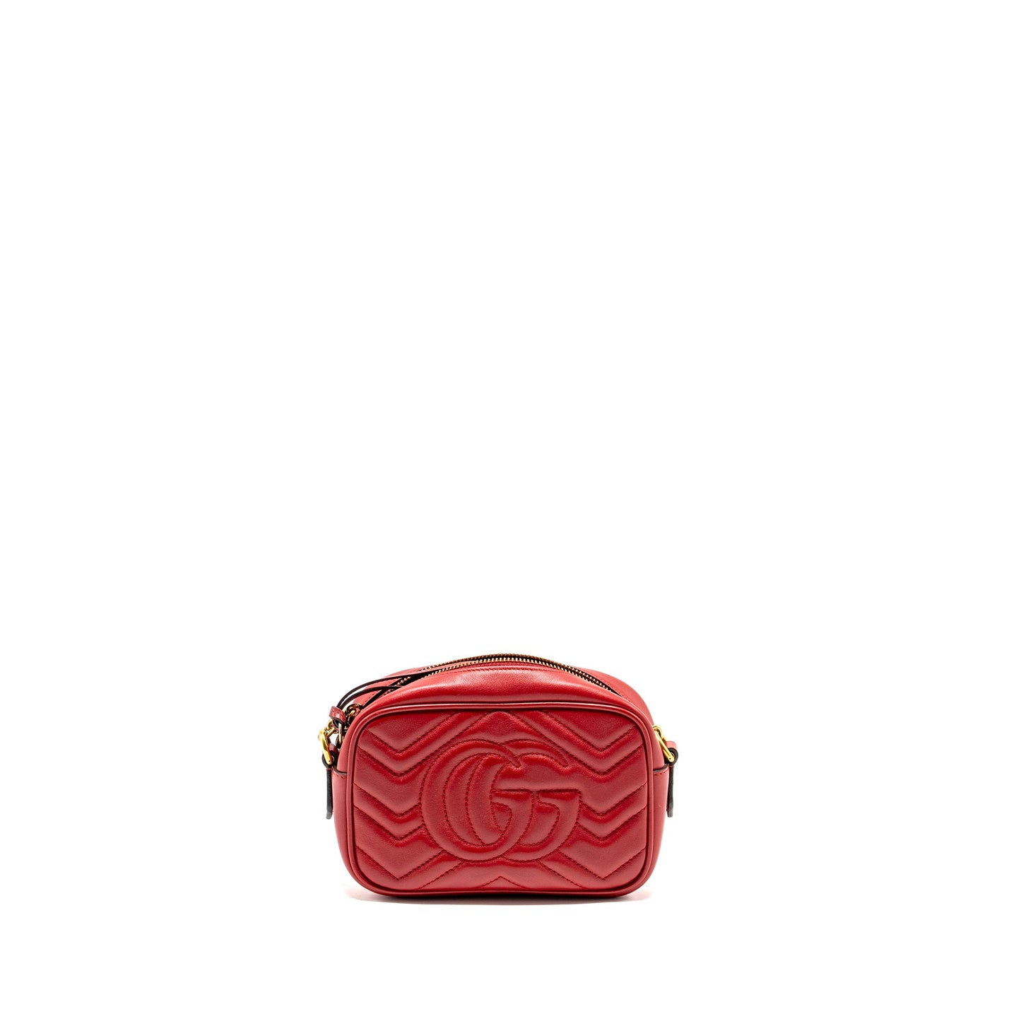 Gucci Marmont Matelasse Camera Purse Red Leather Red