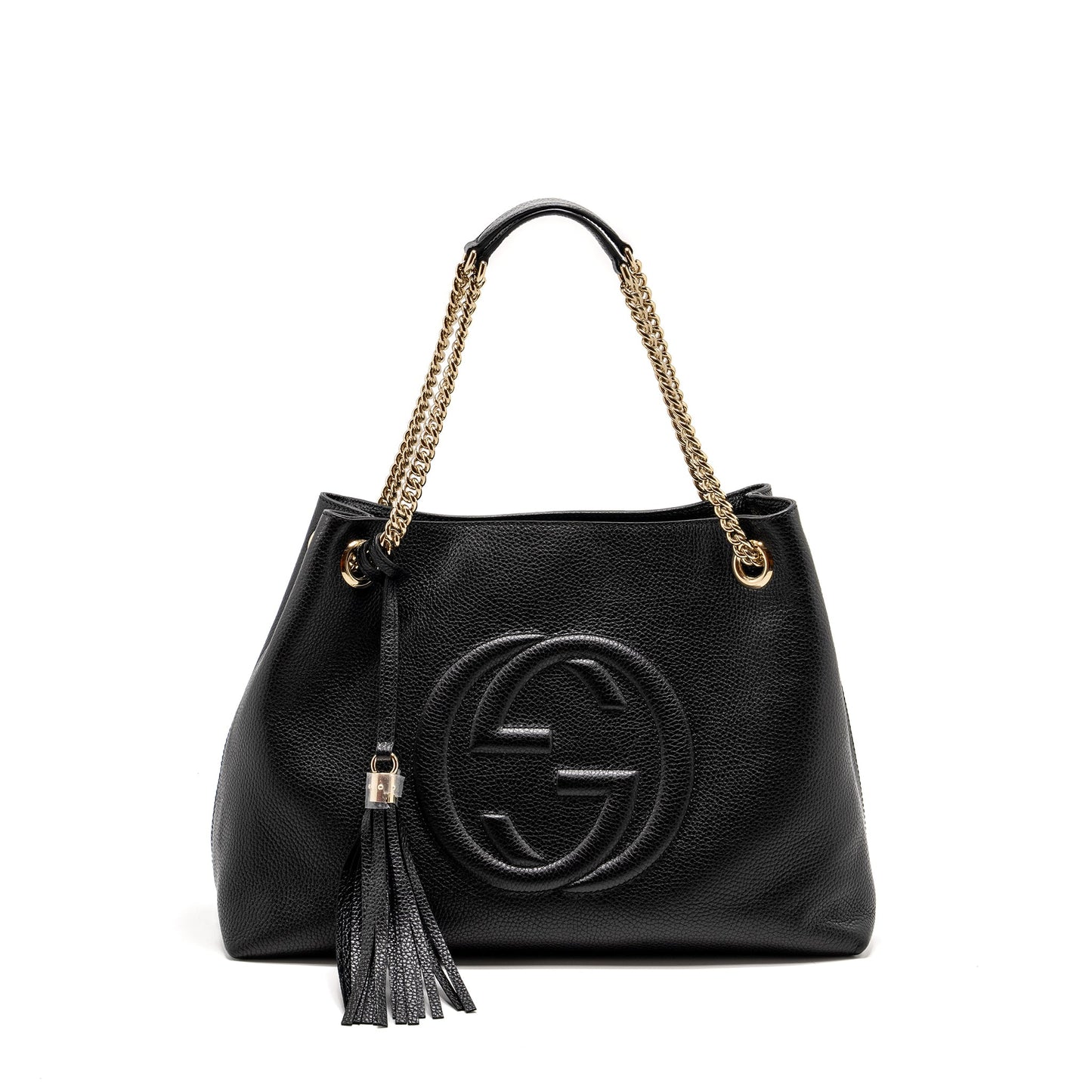 Gucci Interlocking G Soho Tote Purse Calfskin Black