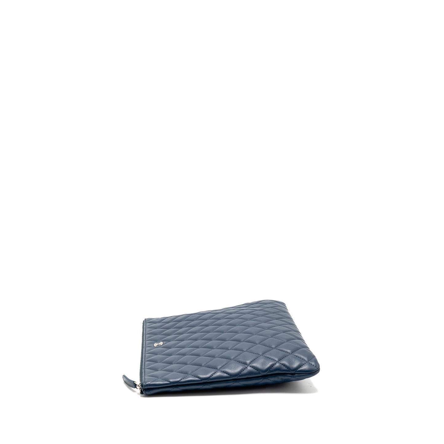 Chanel Classic Quilted Large Clutch Bag Lambskin Navy SHW