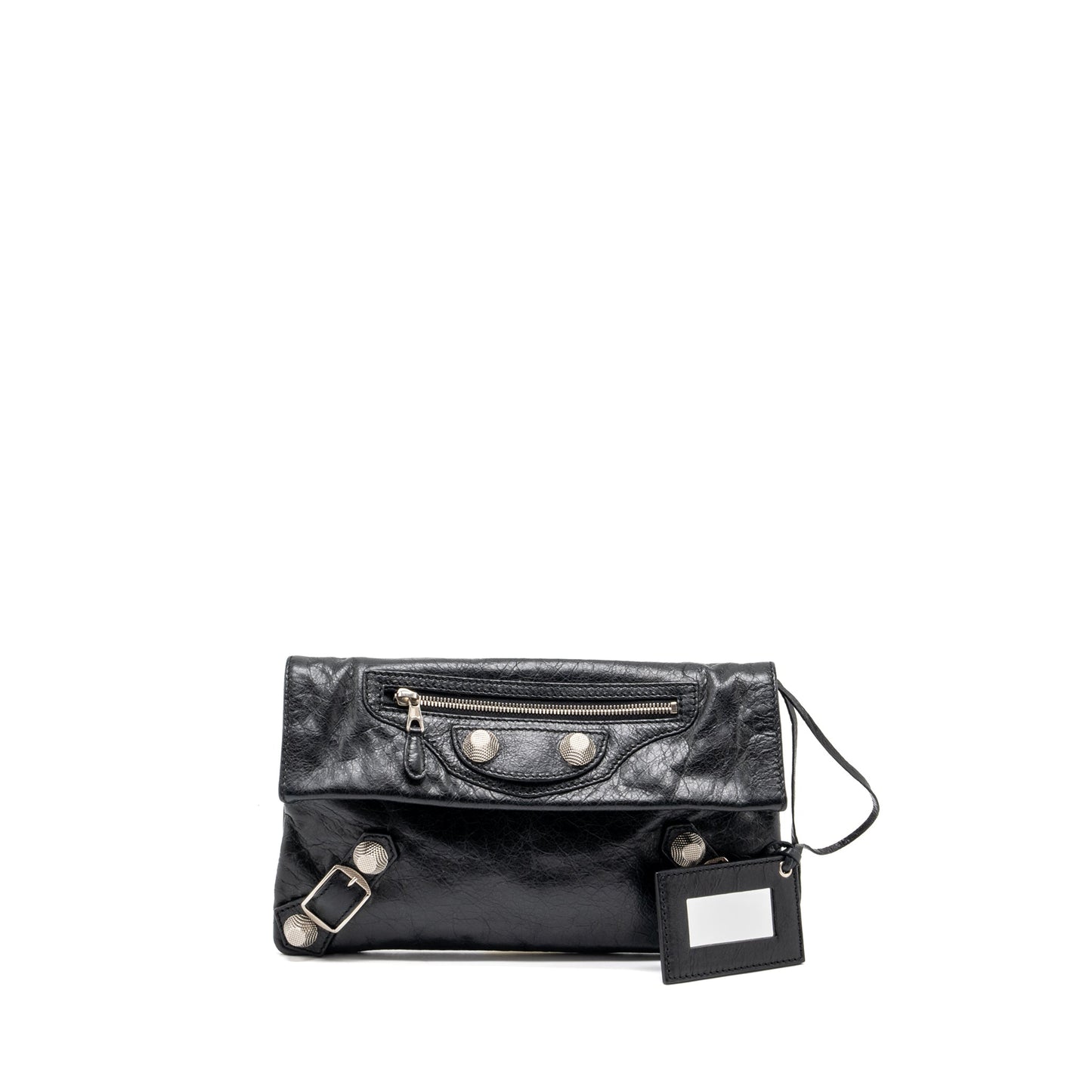 Baleciaga city fold clutch leather black