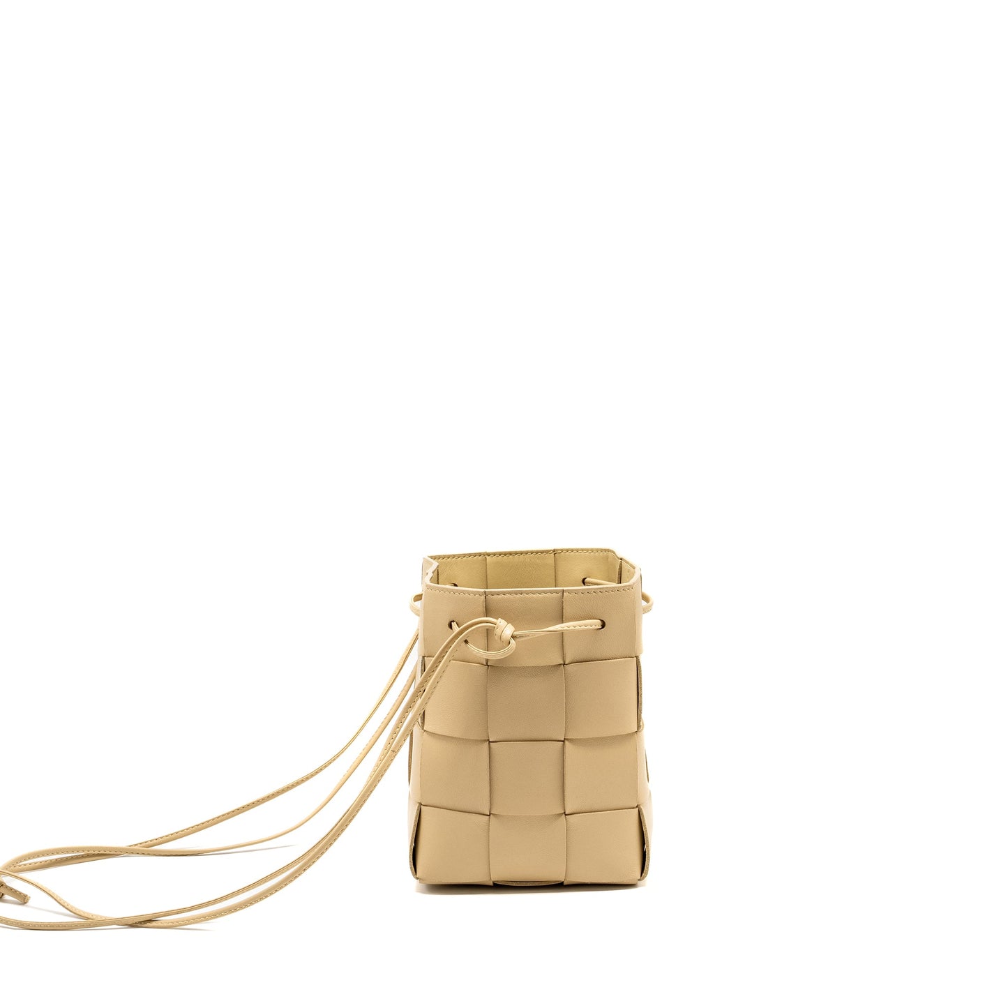 Bottega Veneta Small Cassette Bucket Purse Lambskin Beige