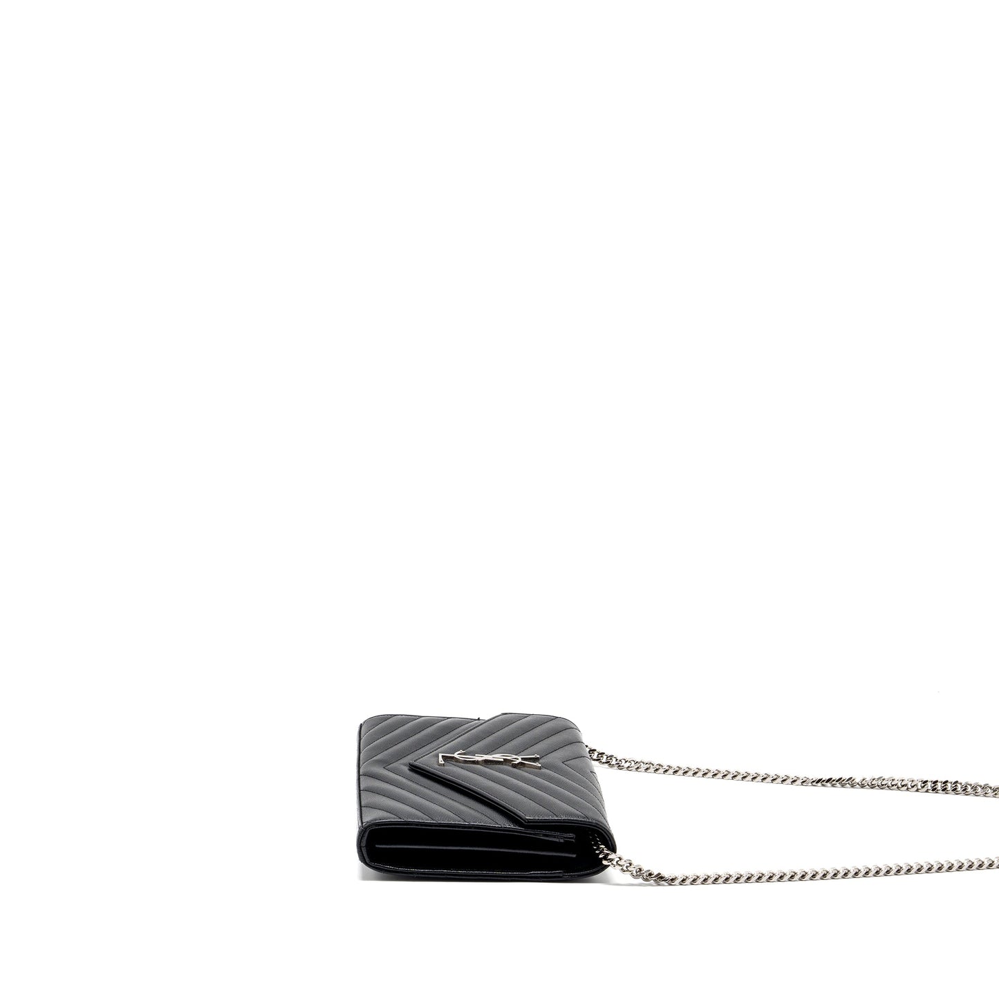 SAINT LAURENT ENVELOP CHAIN Purse GRAINED CALFSKIN BLACK
