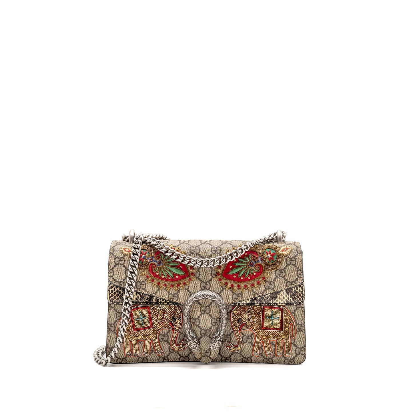 Gucci Small Elephant Embroidered Dionysus Mini Purse Supreme Canvas/Leather Beige/Multicolour