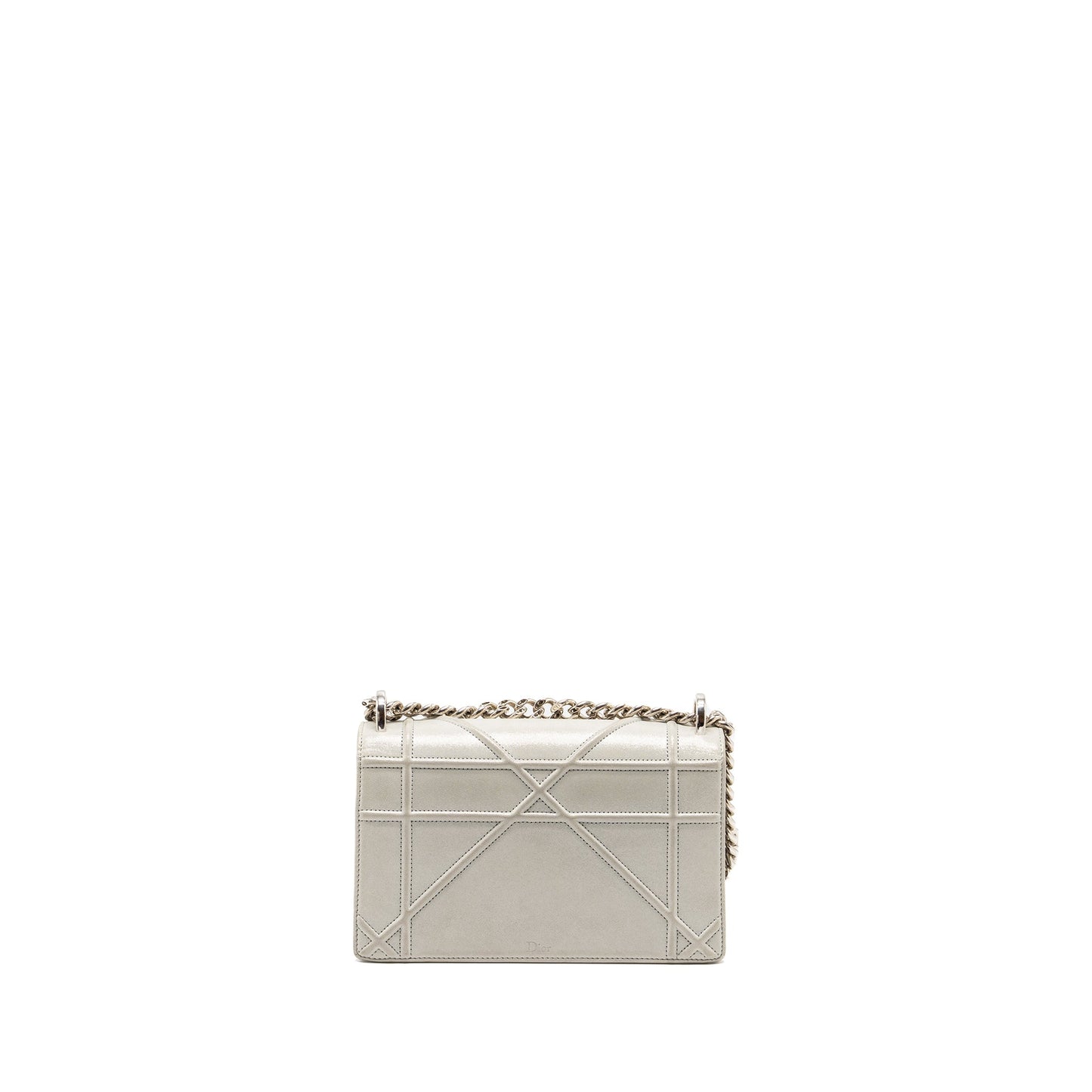 Dior small diorama leather iridescent Pearl grey