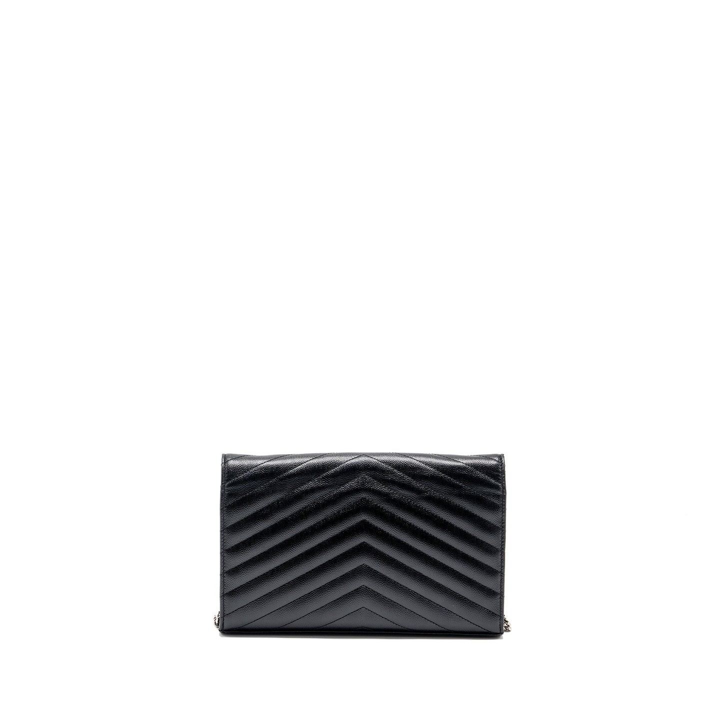 SAINT LAURENT ENVELOP CHAIN Purse GRAINED CALFSKIN BLACK