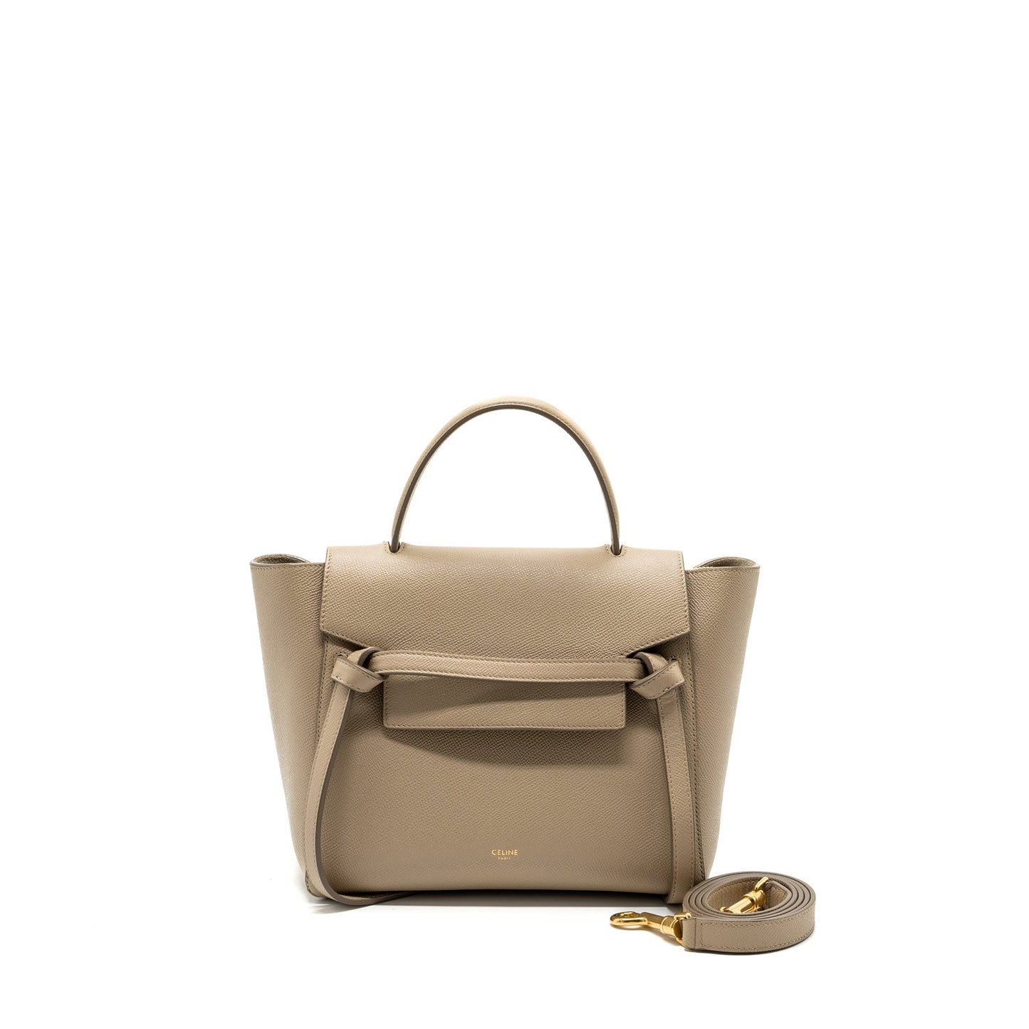 Celine Micro Belt Purse Grained Calfskin Beige