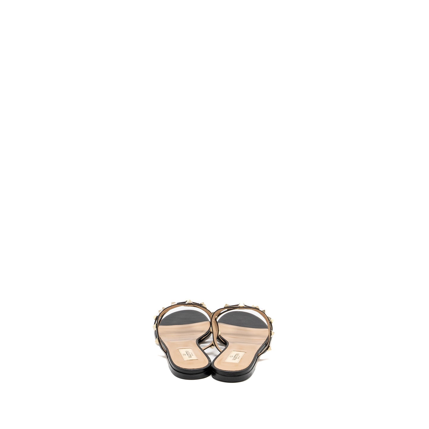 Valentino Size 38.5 Garavani Rockstud Leather Sandals Black