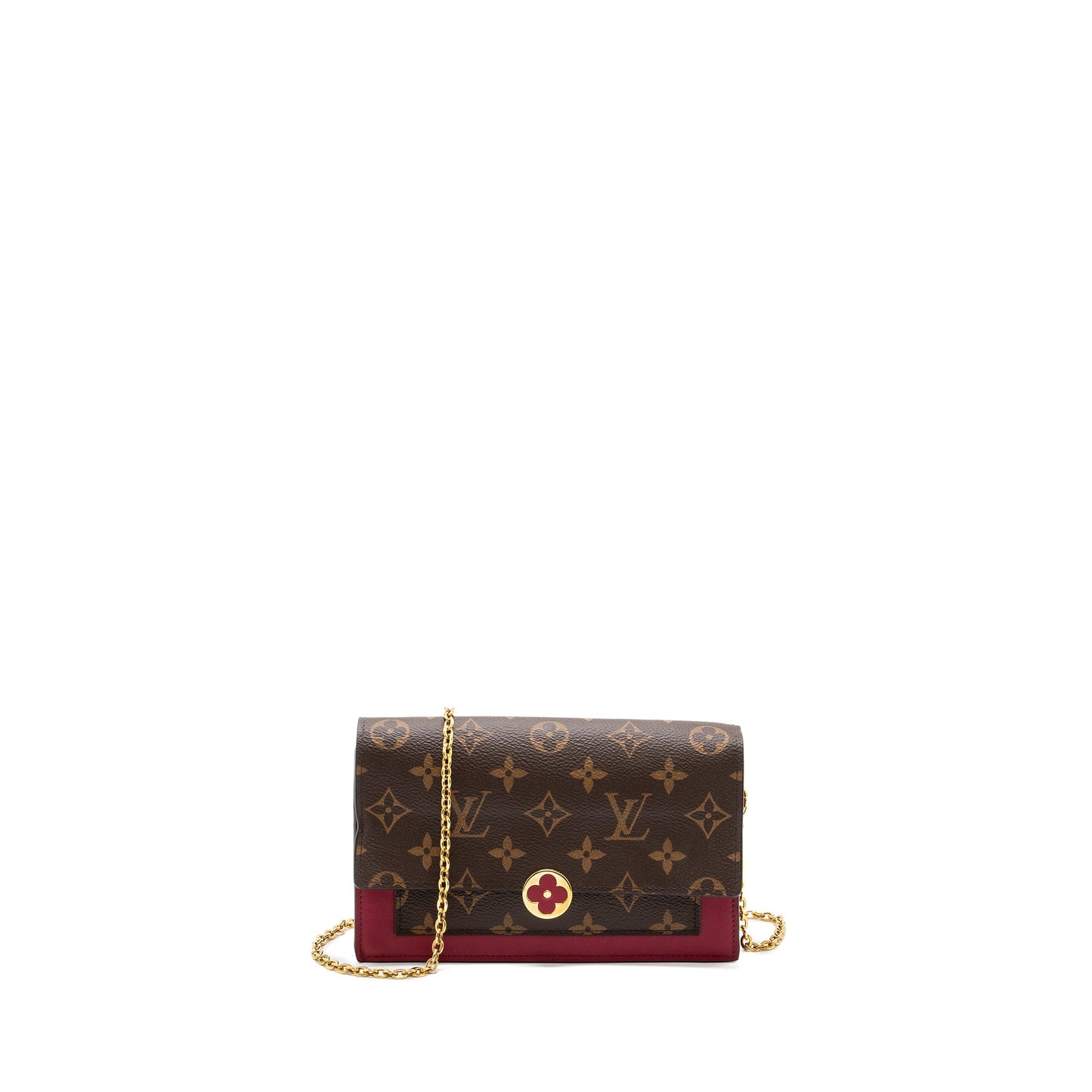 Louis Vuitton Flore chain wallet monogram canvas/ dark red
