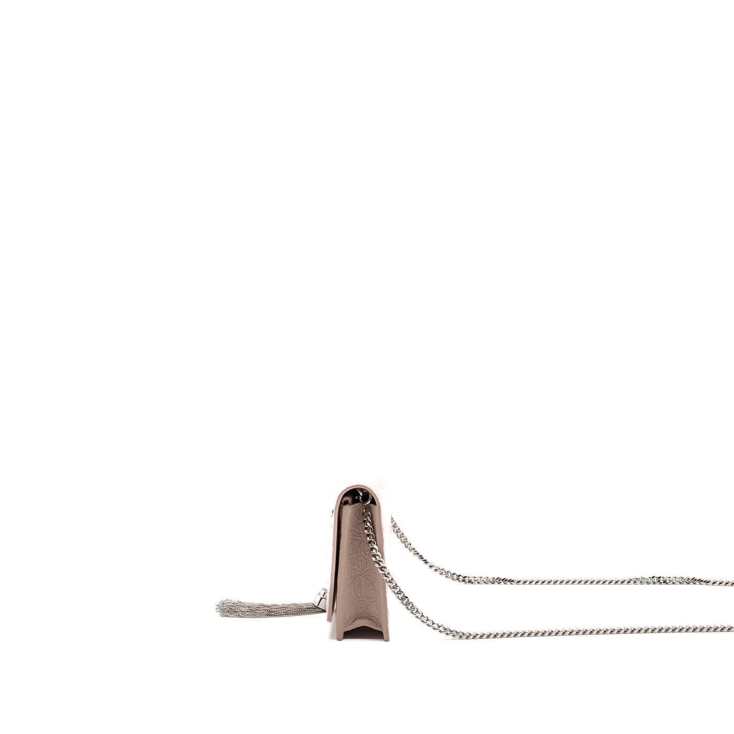 Saint Laurent Kate Wallet On Chain Crocodile-Embossed Leather Light Pink