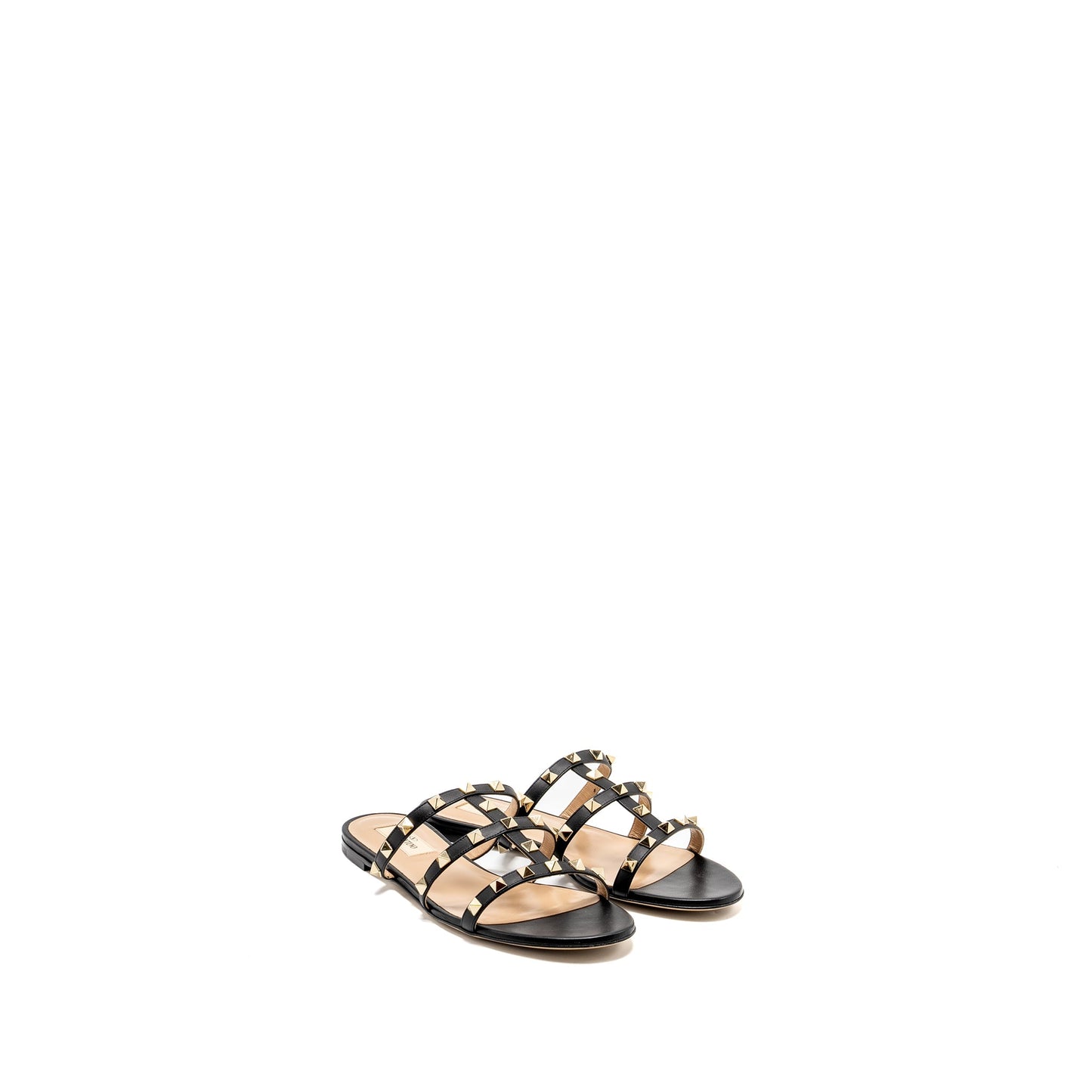 Valentino Size 38.5 Garavani Rockstud Leather Sandals Black