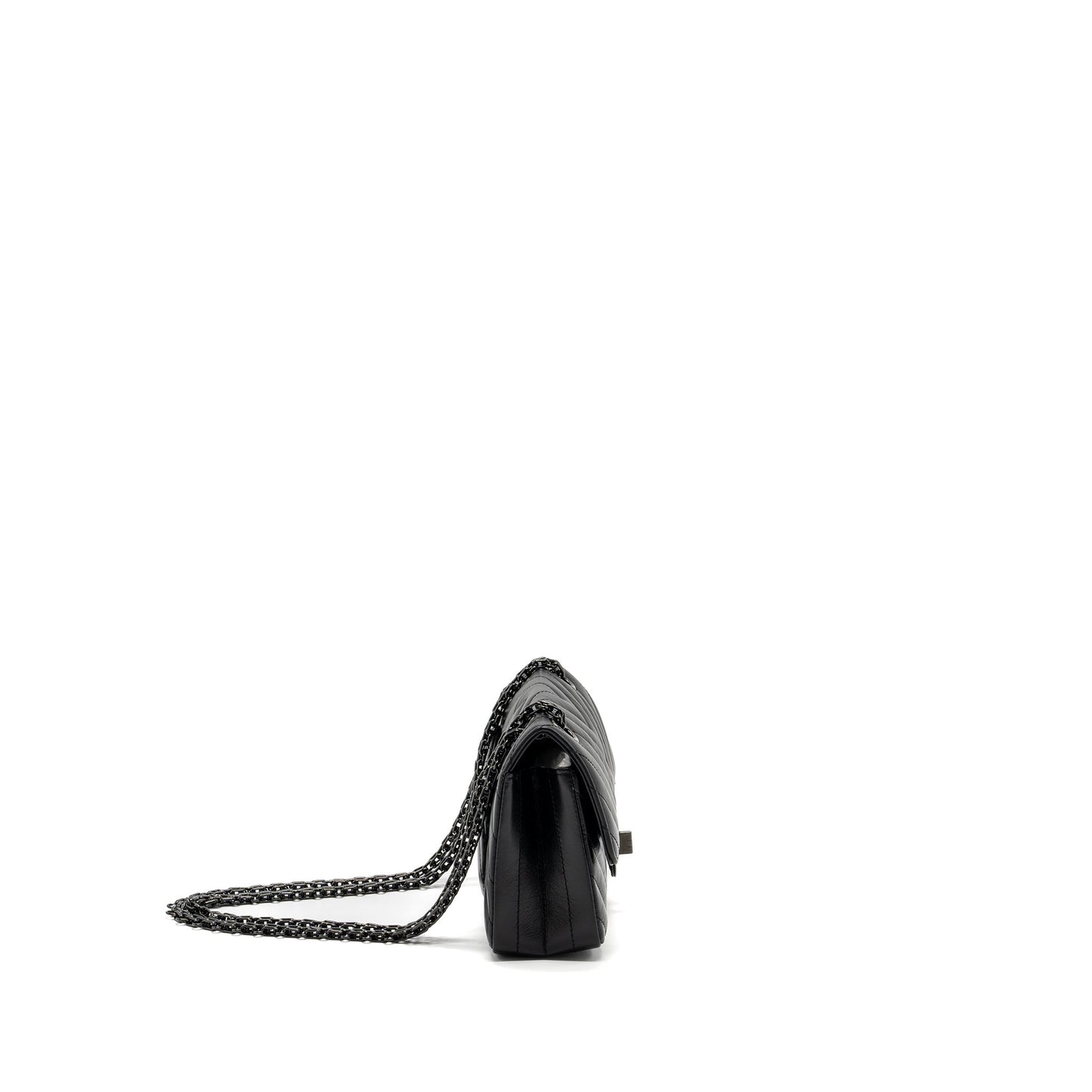 Chanel Mini 2.55 Reissue Flap Bag Chevron Calfskin So Black (Microchip)