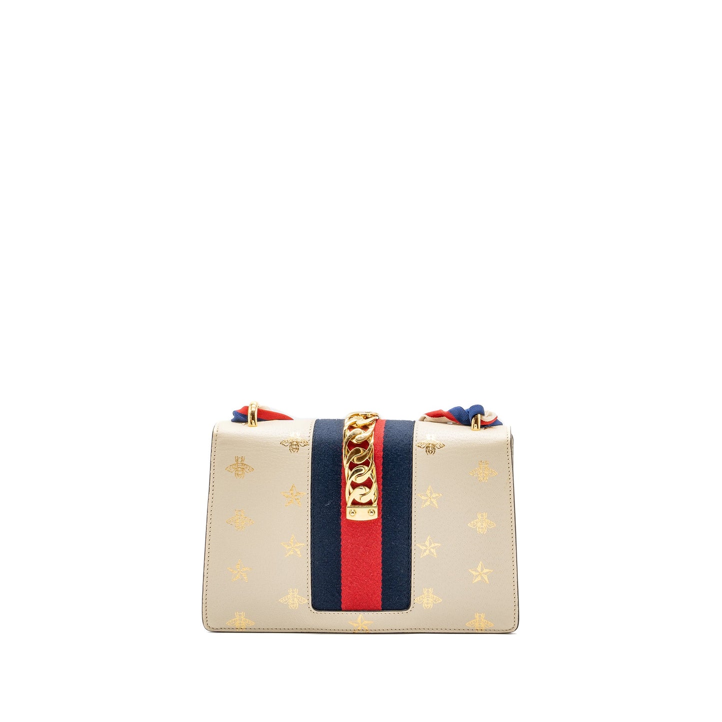 Gucci Small Sylvia Purse Bee and Star Printed Calfskin White