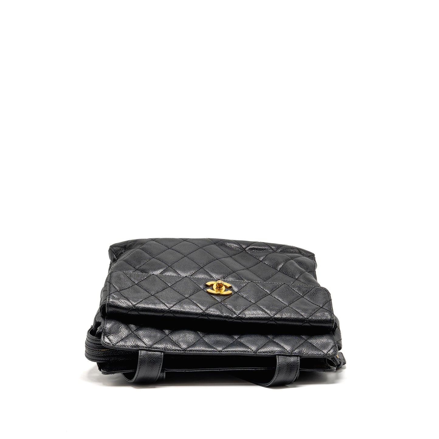 Chanel Quiltede zip shoulder bag caviar black GHW
