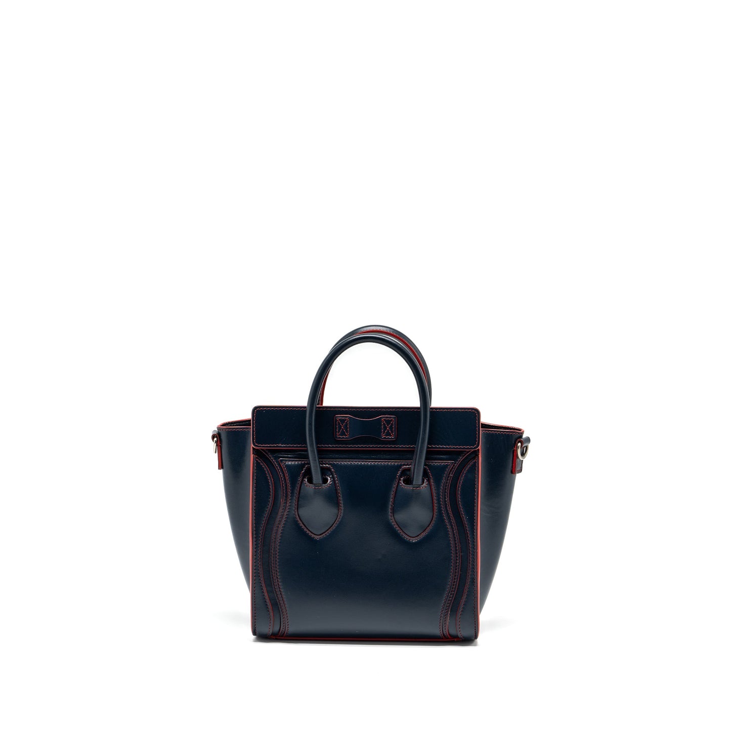 Celine Nano Luggage Purse calfskin navy / red